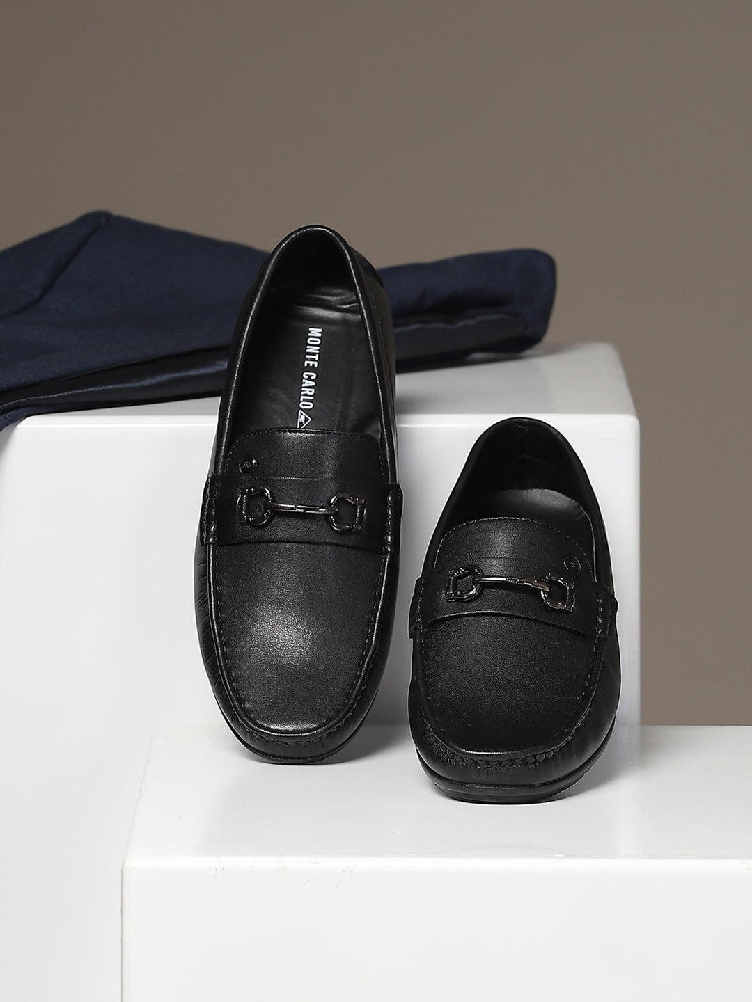 Men Black Slip on Microfibre Loafers