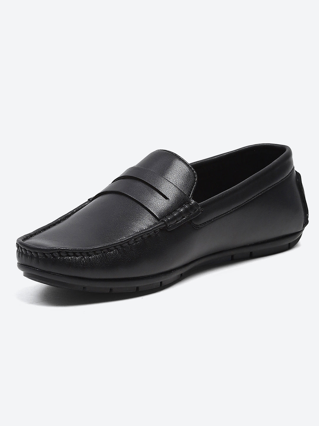 Men Black Slip on Microfibre Loafers