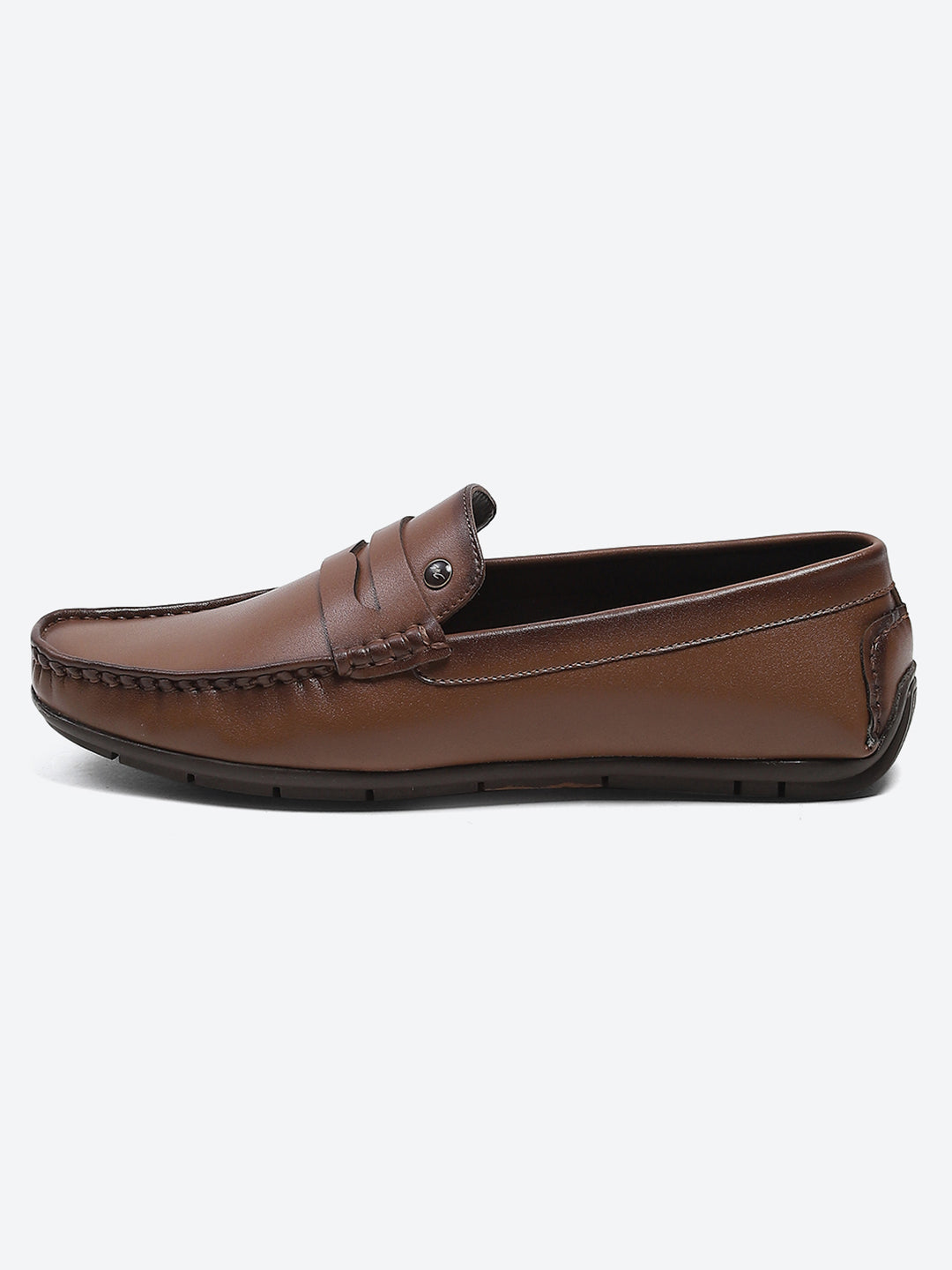 Men Tan Slip on Microfibre Loafers