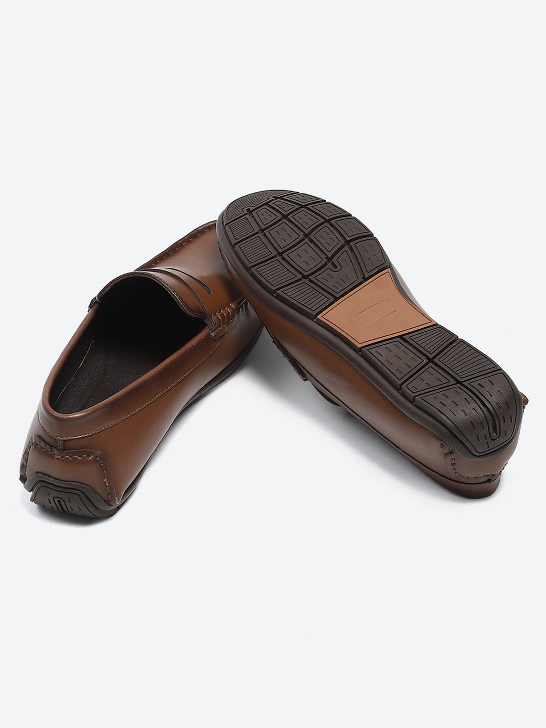 Men Tan Slip on Microfibre Loafers