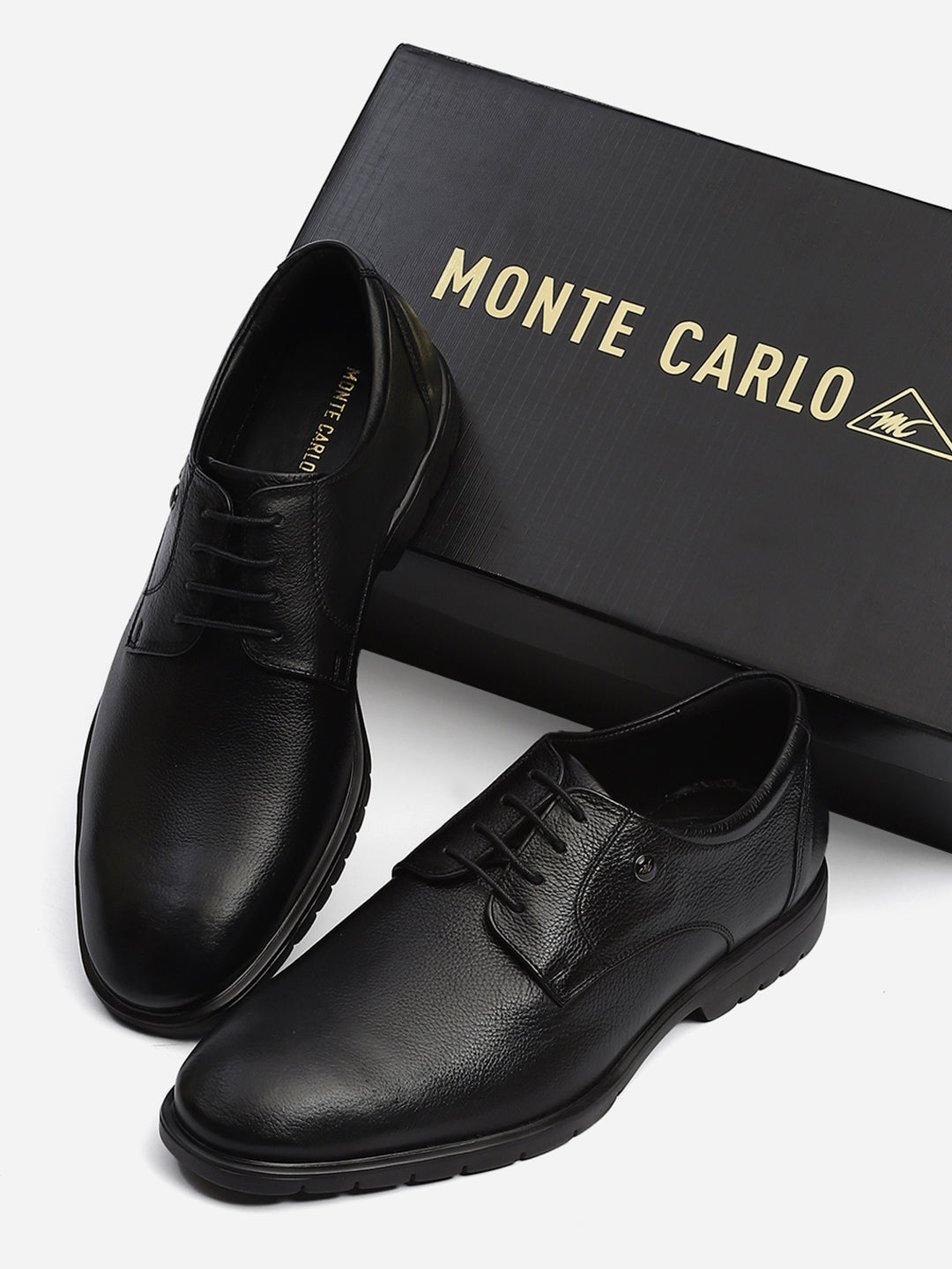 Men Black Lace Up Genuine Leather Formal Derby