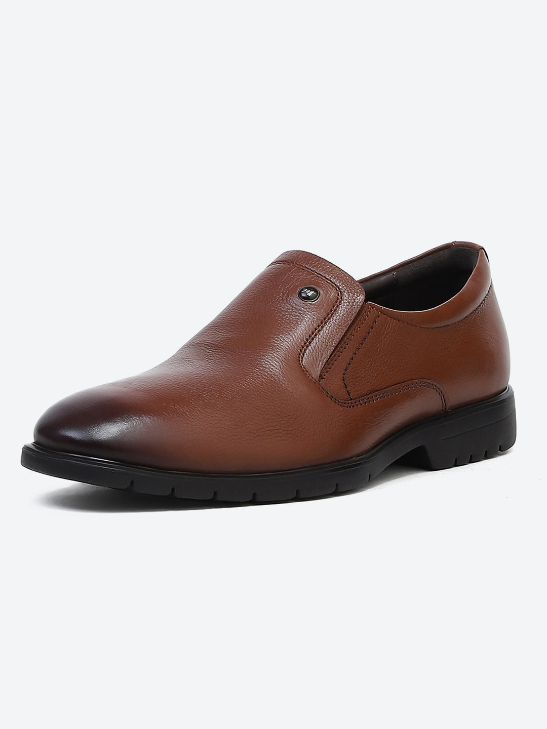 Men Tan Solid Slip on Genuine Leather Formal Shoes
