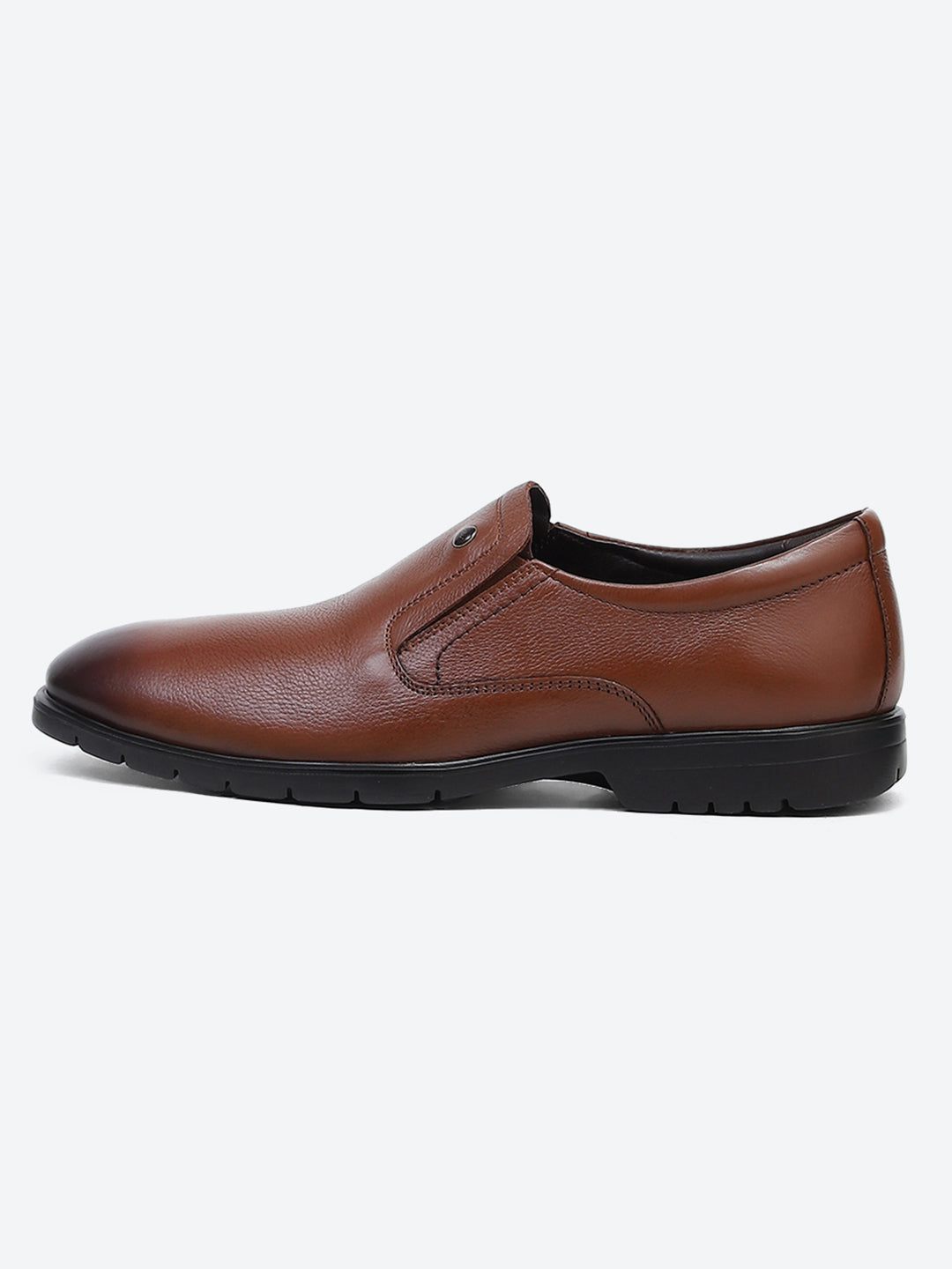 Men Tan Solid Slip on Genuine Leather Formal Shoes