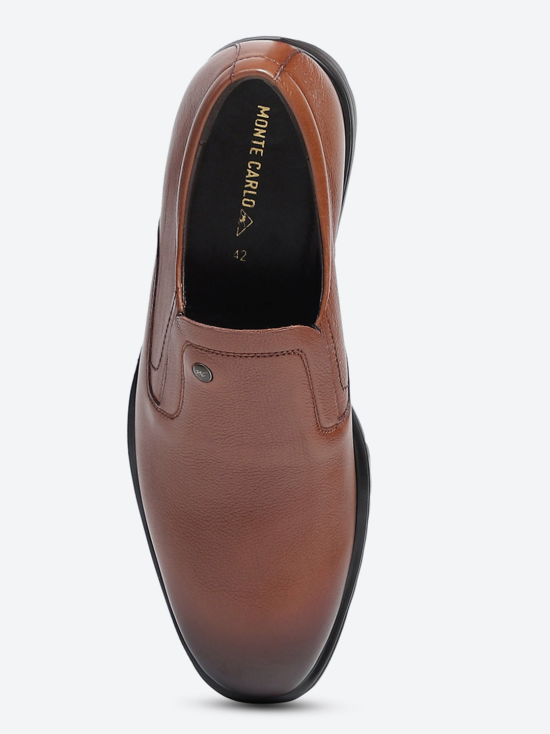 Men Tan Solid Slip on Genuine Leather Formal Shoes