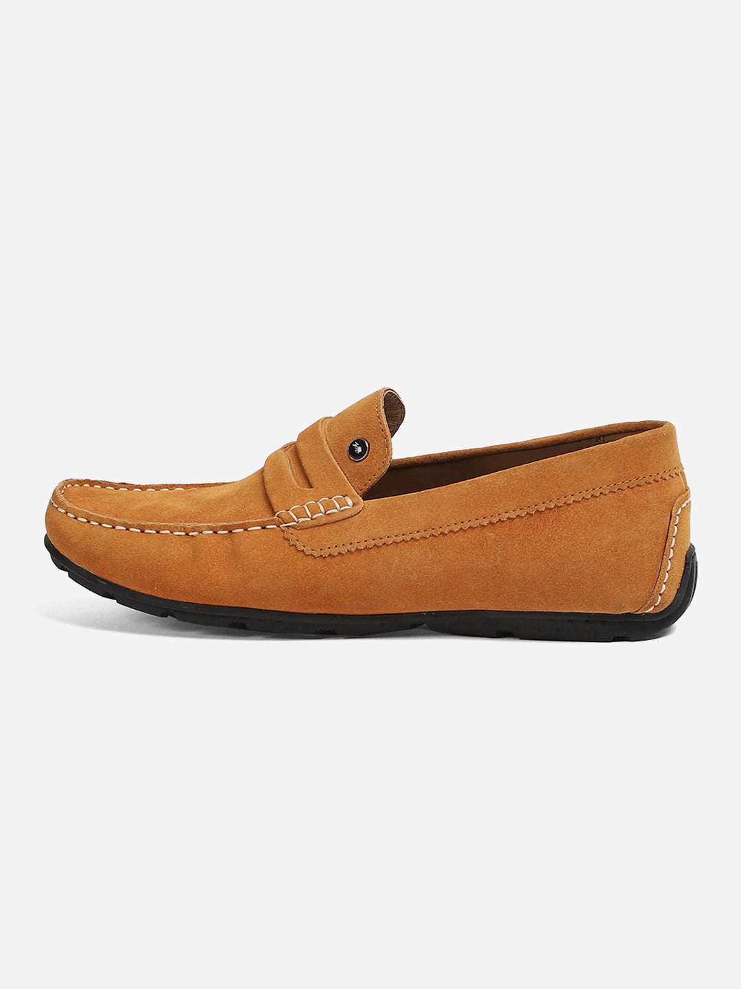 Men Tan Slip-On Genuine Leather Loafer
