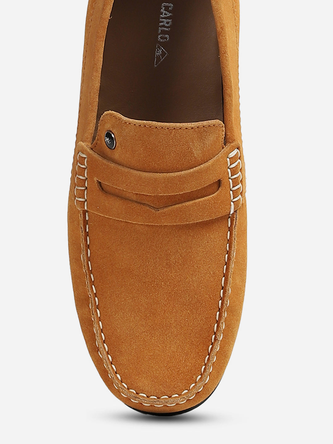 Men Tan Slip-On Genuine Leather Loafer