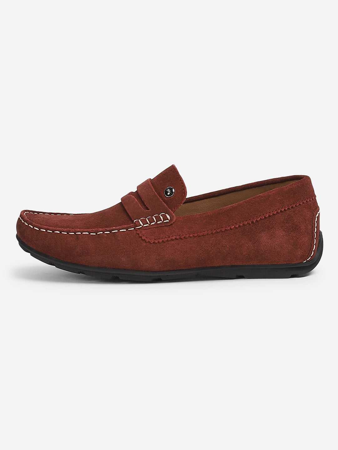 Men Maroon Slip-On Genuine Leather Loafer