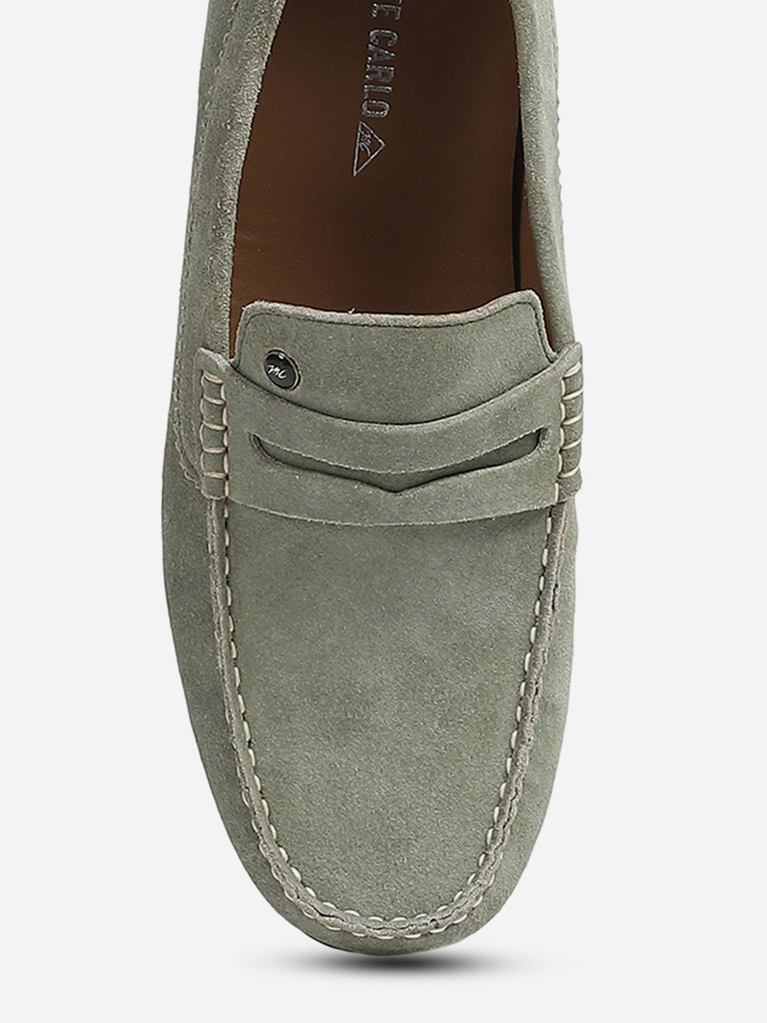 Men Grey Slip-On Genuine Leather Loafer
