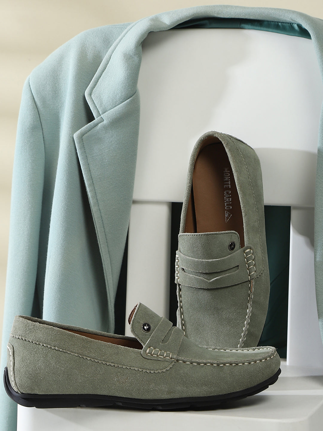 Men Grey Slip-On Genuine Leather Loafer - Main Image