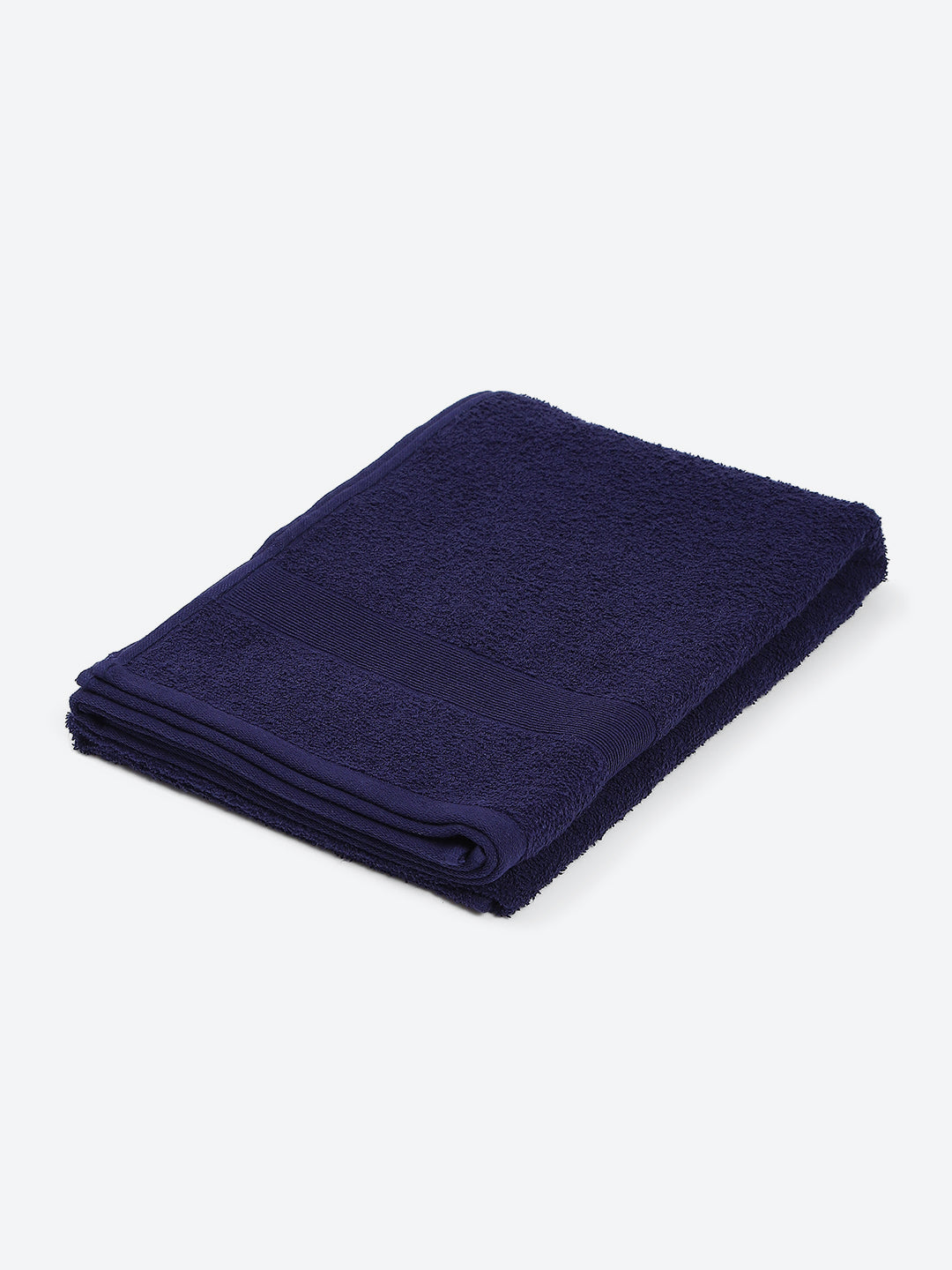 Dark Blue Cotton Solid 380 GSM Bath Towel (Albella)