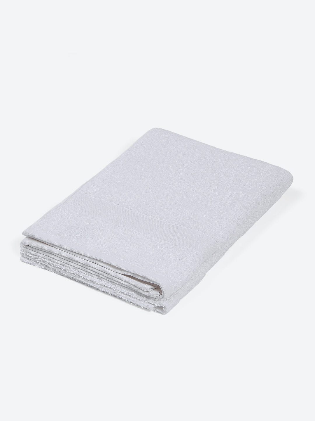 White Cotton Solid 380 GSM Bath Towel (Albella)