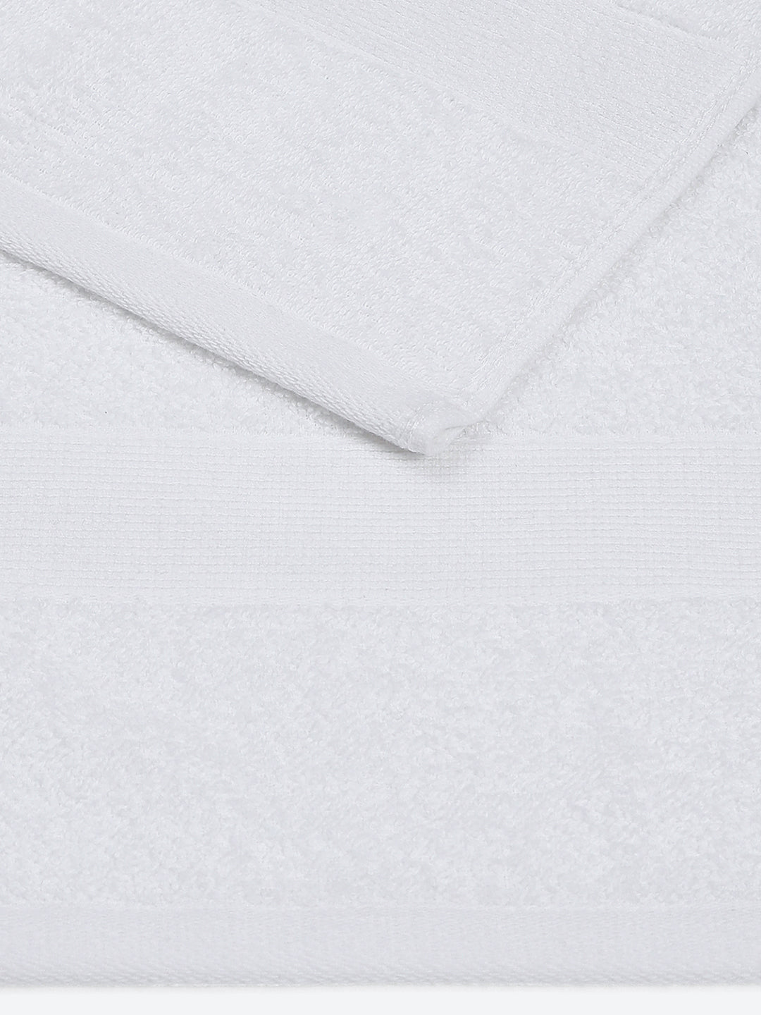 White Cotton Solid 380 GSM Bath Towel (Albella)