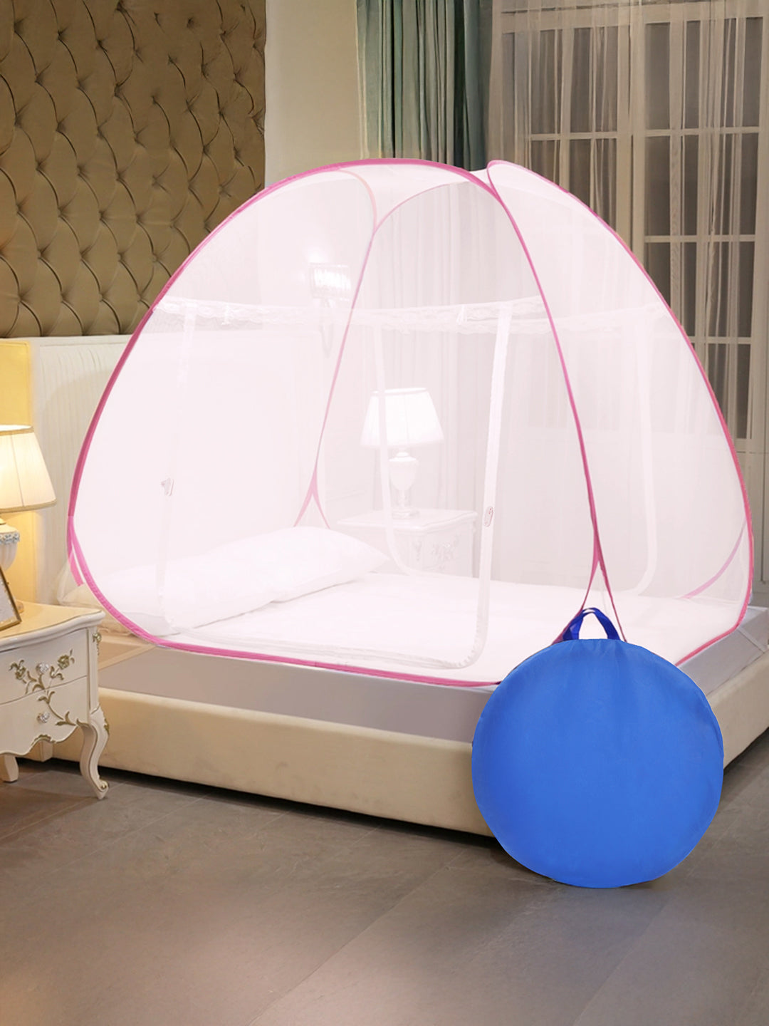 Moca by Monte Carlo Double Bed Polyester Washable Adults Mosquito Net (White)