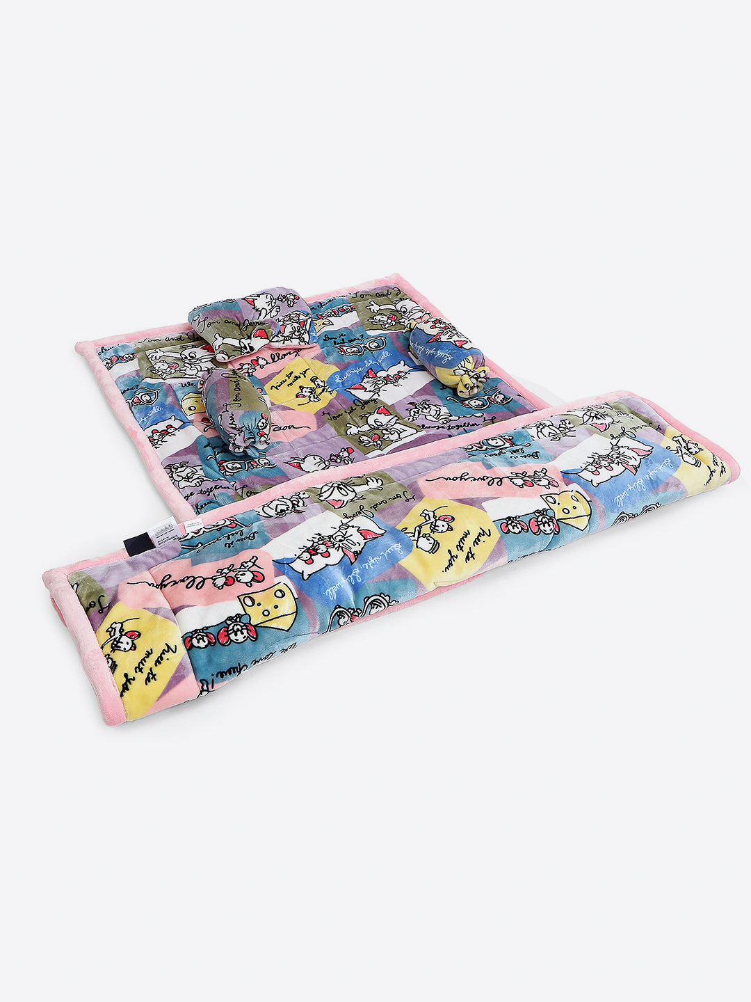 Printed Baby Blanket 3 Ply, 1609 GSM 5Pcs Set (1 Baby Comforter, 1 Bedsheet, 1 Neck Pillow & 2 Bolster)