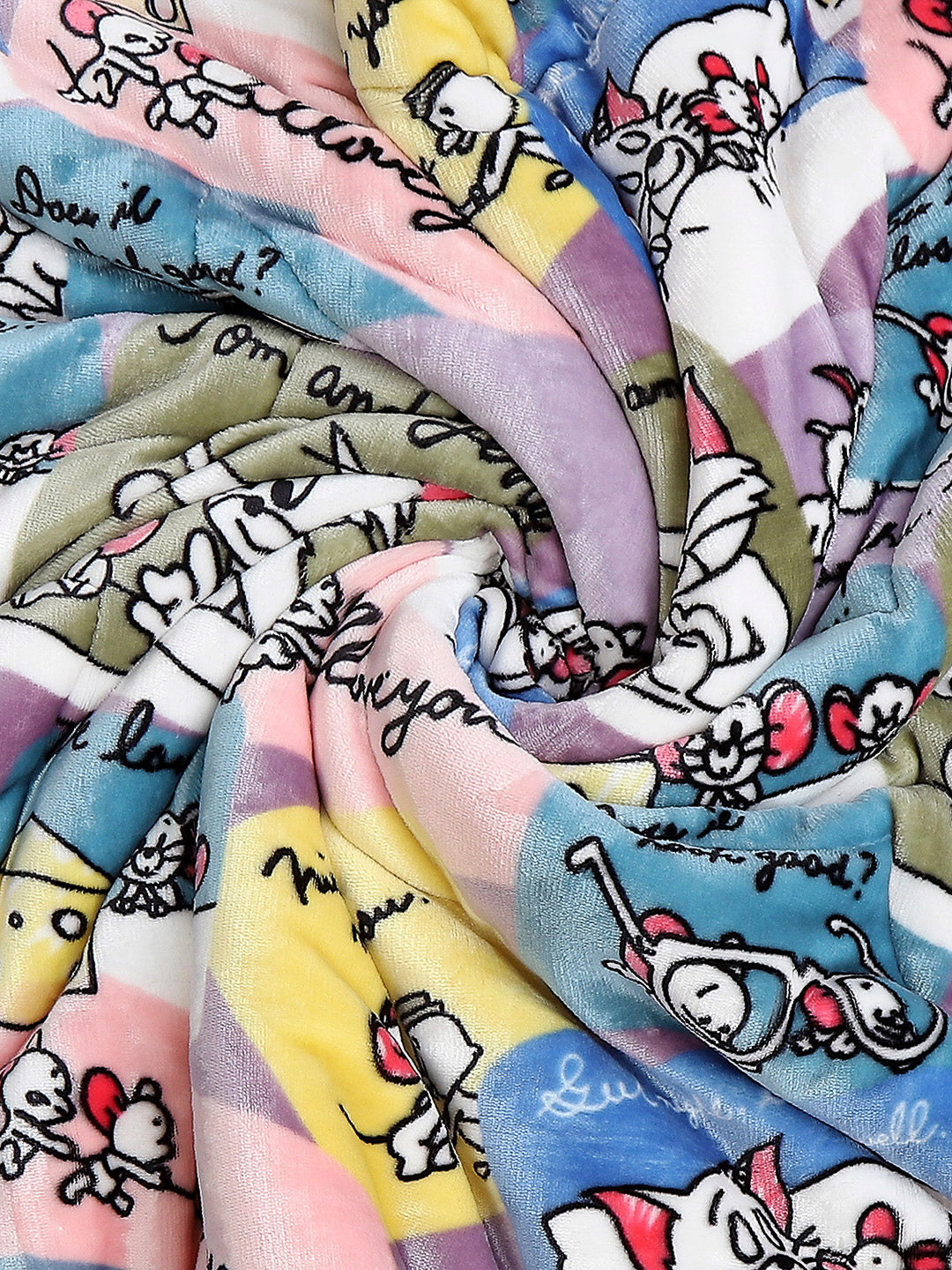 Printed Baby Blanket 3 Ply, 1609 GSM 5Pcs Set (1 Baby Comforter, 1 Bedsheet, 1 Neck Pillow & 2 Bolster)