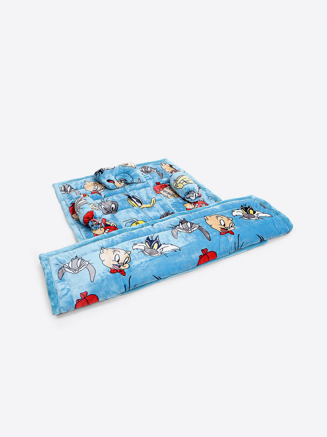 Printed Baby Blanket 3 Ply, 1609 GSM 5Pcs Set (1 Baby Comforter, 1 Bedsheet, 1 Neck Pillow & 2 Bolster)