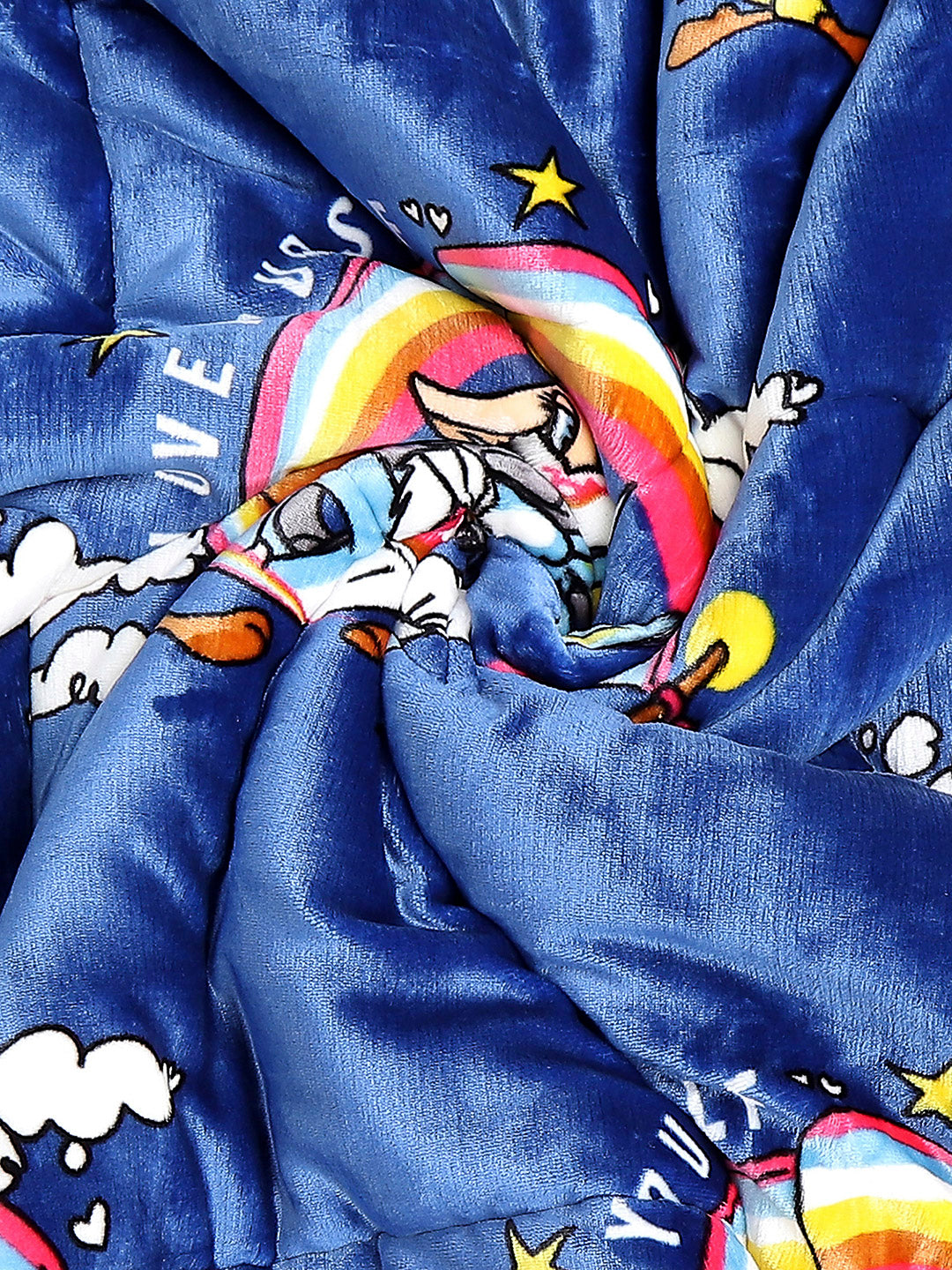 Printed Baby Blanket 3 Ply, 1609 GSM 5Pcs Set (1 Baby Comforter, 1 Bedsheet, 1 Neck Pillow & 2 Bolster)