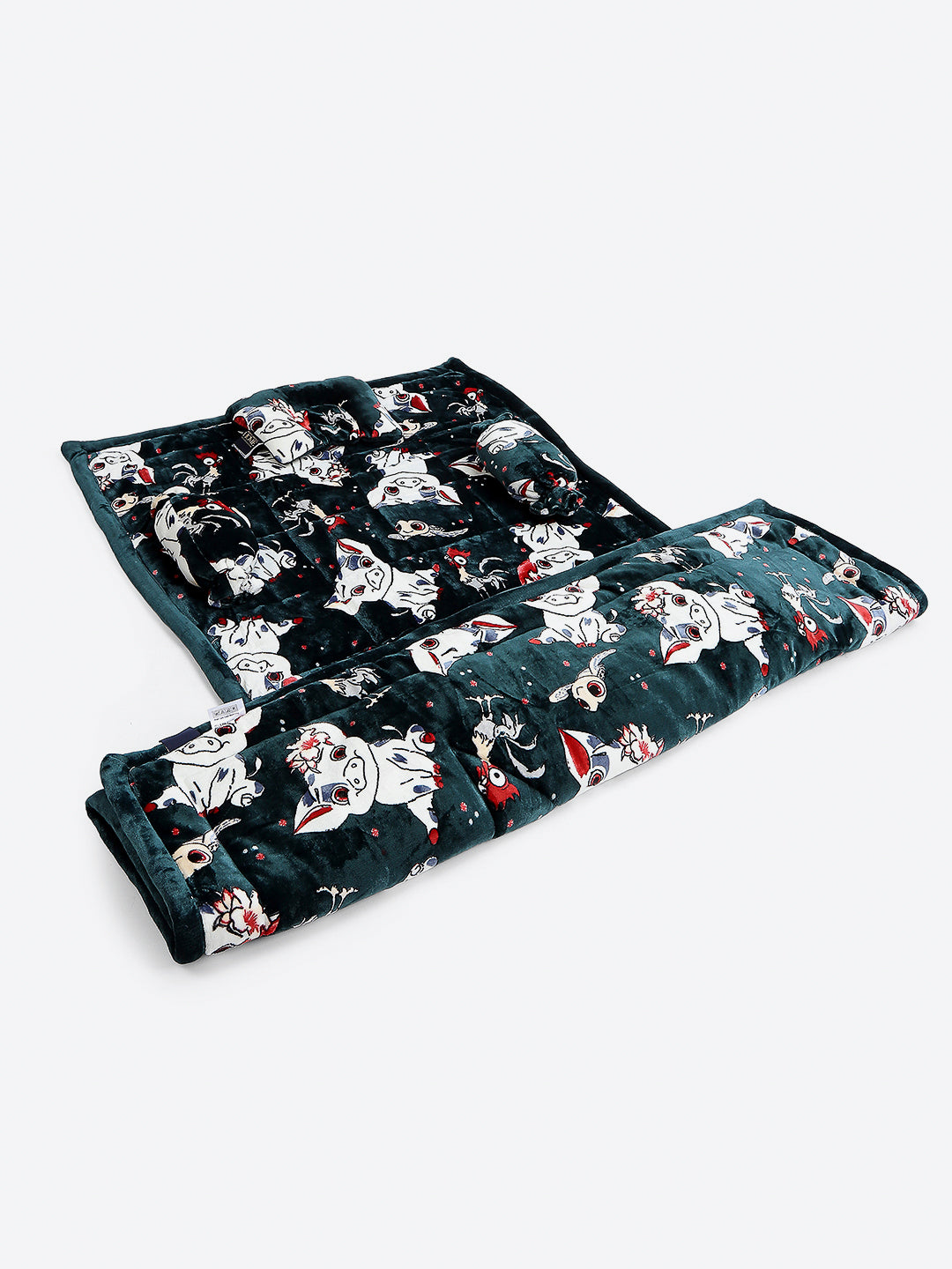 Printed Baby Blanket 3 Ply, 1609 GSM 5Pcs Set (1 Baby Comforter, 1 Bedsheet, 1 Neck Pillow & 2 Bolster)