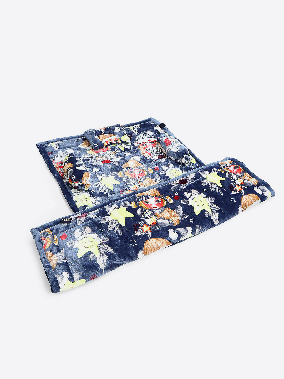 Printed Baby Blanket 3 Ply, 1609 GSM 5Pcs Set (1 Baby Comforter, 1 Bedsheet, 1 Neck Pillow & 2 Bolster)