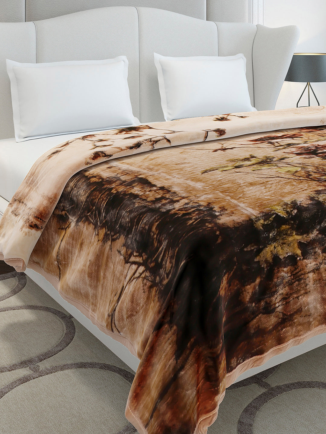 Floral Printed Double Bed 2 Ply, 947 GSM Blanket for Heavy Winter - (Bandhan) with Fragrance