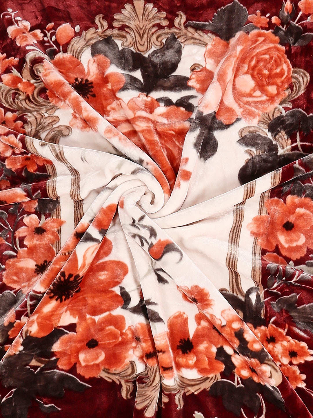 Floral Printed Double Bed 2 Ply, 947 GSM Blanket for Heavy Winter - (Bandhan) with Fragrance