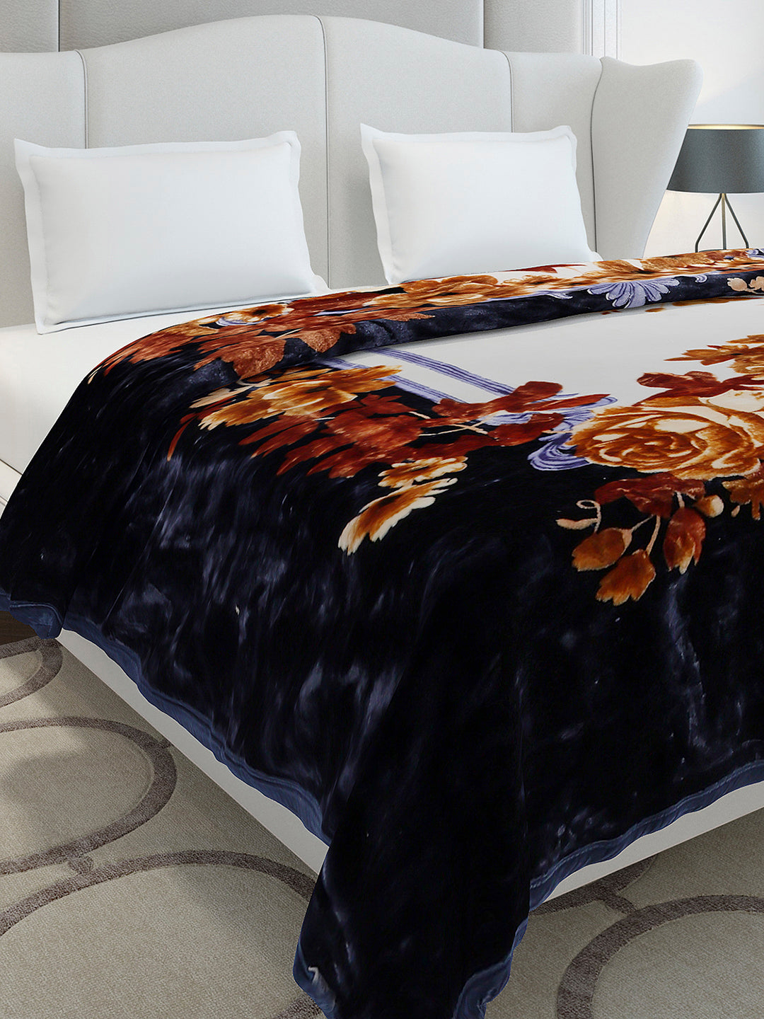 Floral Printed Double Bed 2 Ply, 947 GSM Blanket for Heavy Winter - (Bandhan) with Fragrance