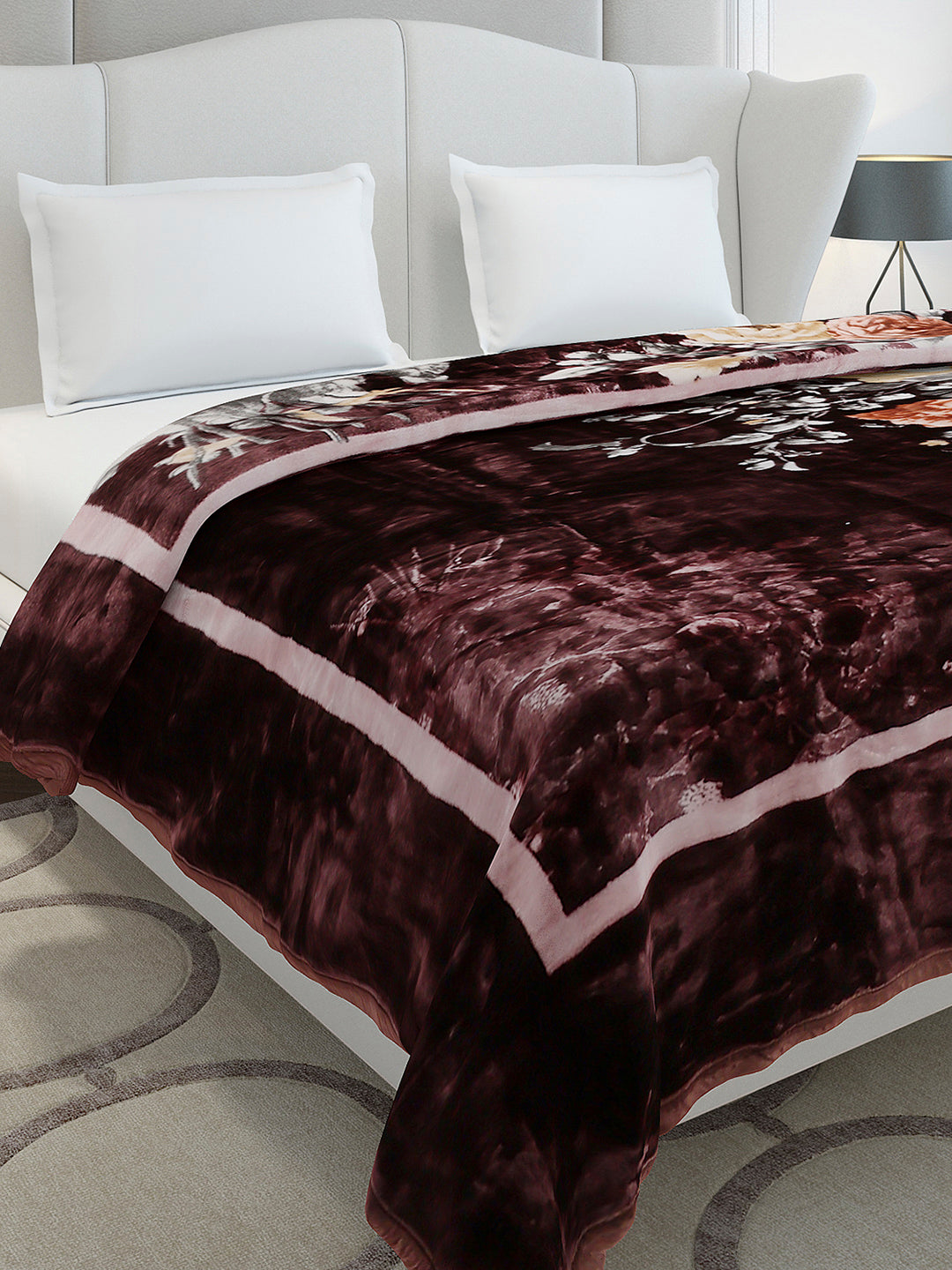 Floral Printed Double Bed 2 Ply, 947 GSM Blanket for Heavy Winter - (Bandhan) with Fragrance