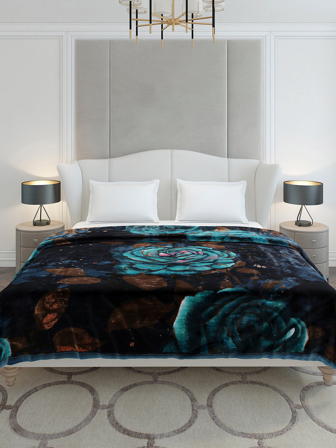 Floral Printed Double Bed 2 Ply, 947 GSM Blanket for Heavy Winter - (Bandhan) with Fragrance