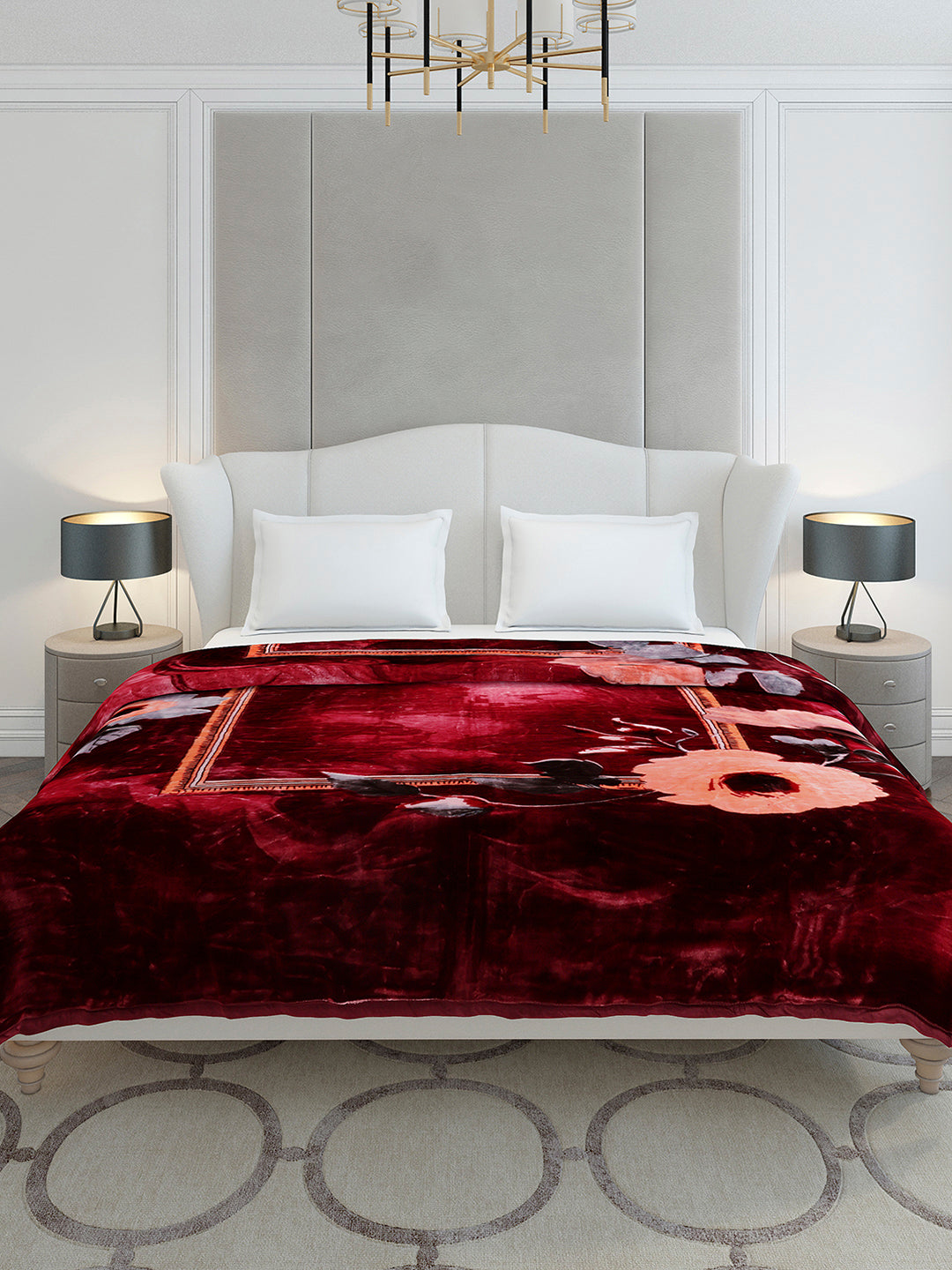 Floral Printed Double Bed 2 Ply, 947 GSM Blanket for Heavy Winter - (Bandhan) with Fragrance