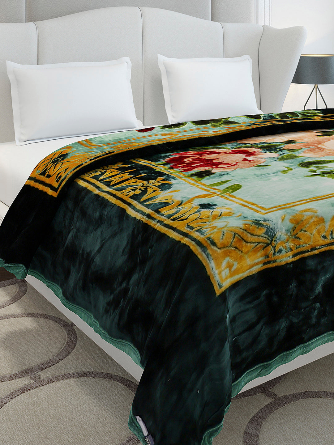 Floral Printed Double Bed 2 Ply, 947 GSM Blanket for Heavy Winter - (Bandhan) with Fragrance