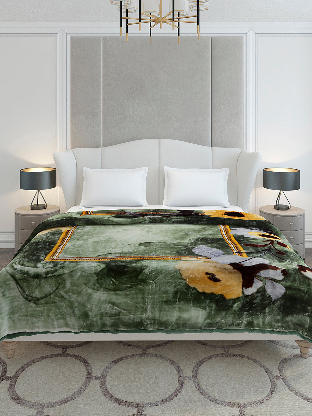 Floral Printed Double Bed 2 Ply, 947 GSM Blanket for Heavy Winter - (Bandhan) with Fragrance