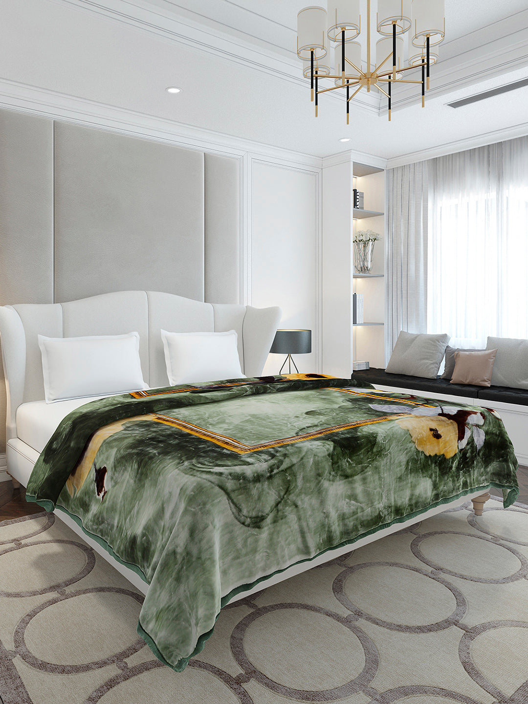 Floral Printed Double Bed 2 Ply, 947 GSM Blanket for Heavy Winter - (Bandhan) with Fragrance