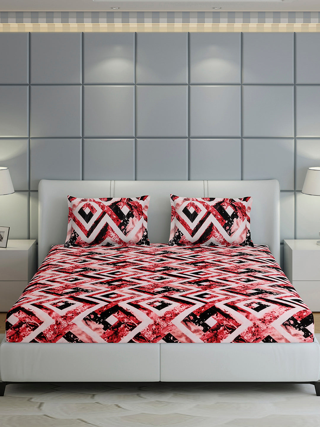 404 GSM 100% Polyester King Bed 1 Bedsheet with 2 Pillow Cover (Aura)