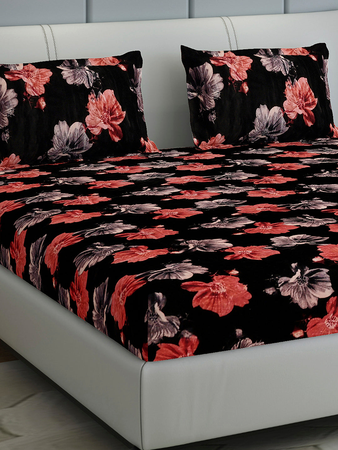 413 GSM 100% Polyester King Bed 1 Bedsheet with 2 Pillow Cover (Aura)