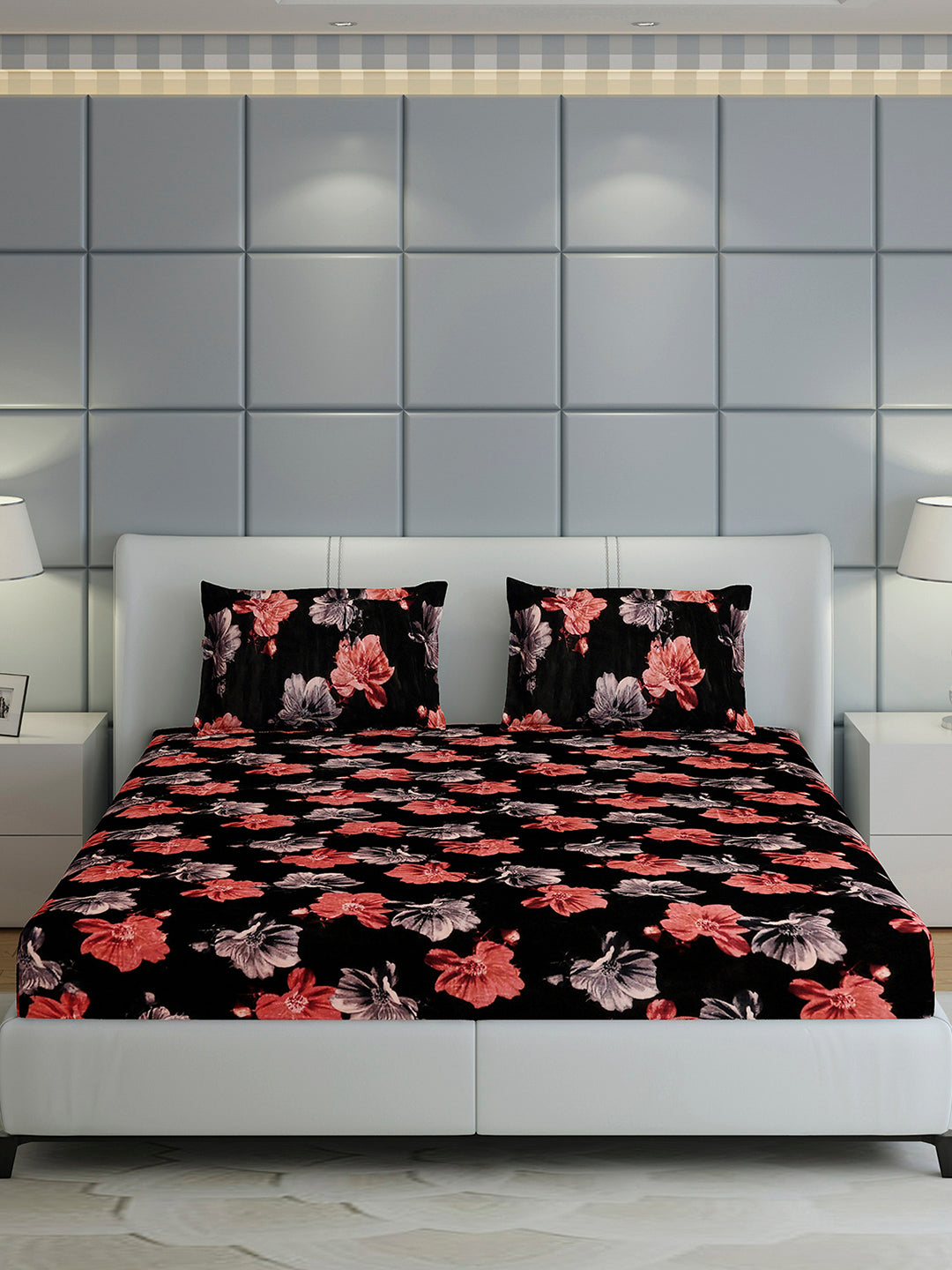 413 GSM 100% Polyester King Bed 1 Bedsheet with 2 Pillow Cover (Aura)