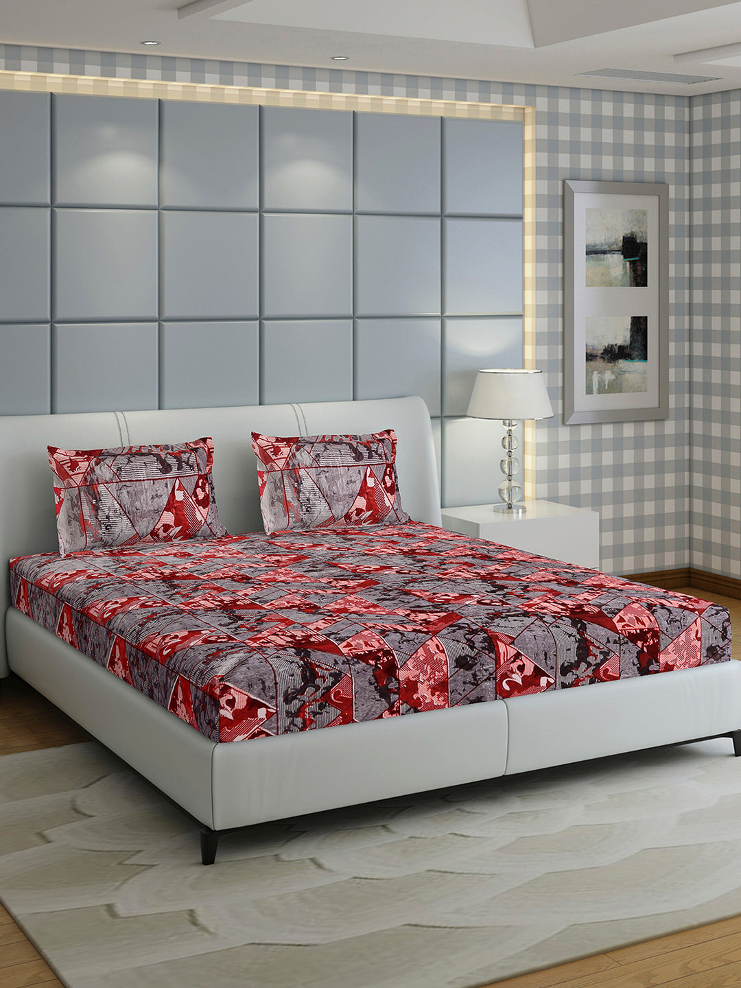 413 GSM 100% Polyester King Bed 1 Bedsheet with 2 Pillow Cover (Aura)