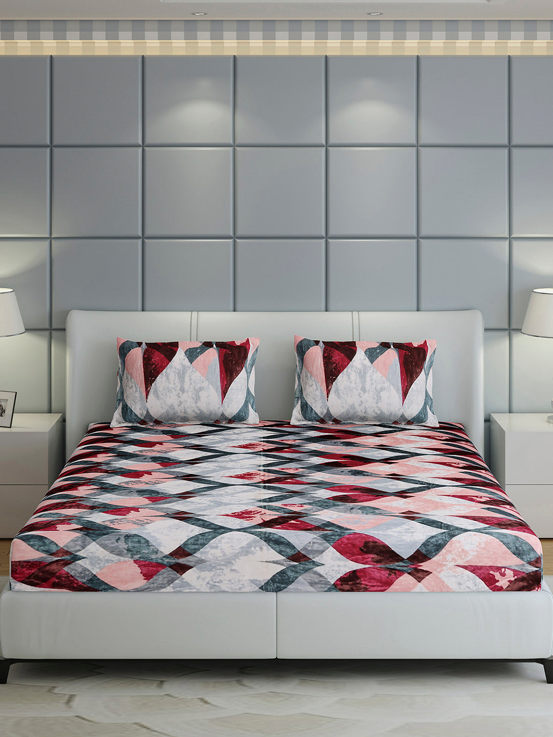 413 GSM 100% Polyester King Bed 1 Bedsheet with 2 Pillow Cover (Aura)