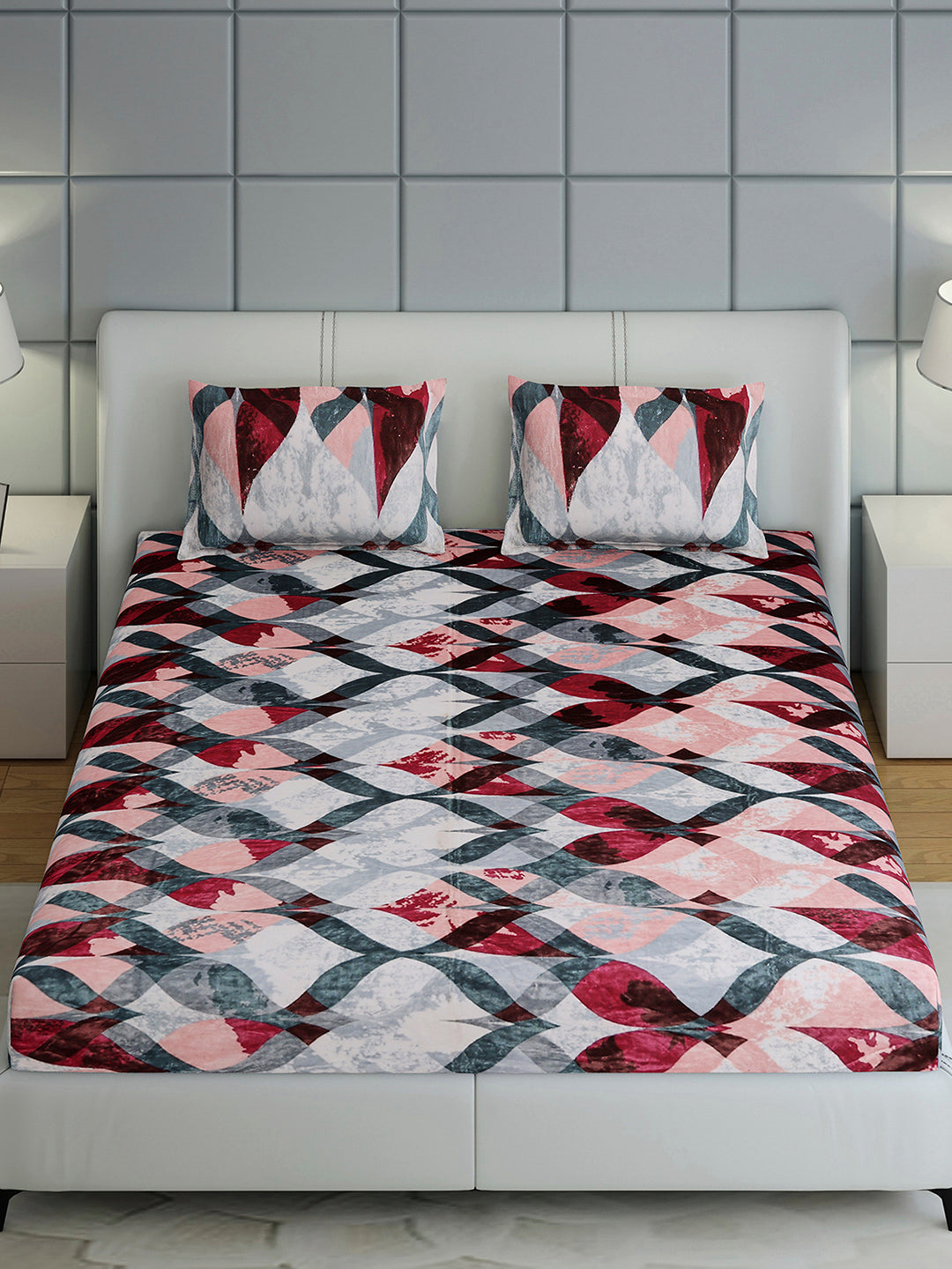 413 GSM 100% Polyester King Bed 1 Bedsheet with 2 Pillow Cover (Aura)