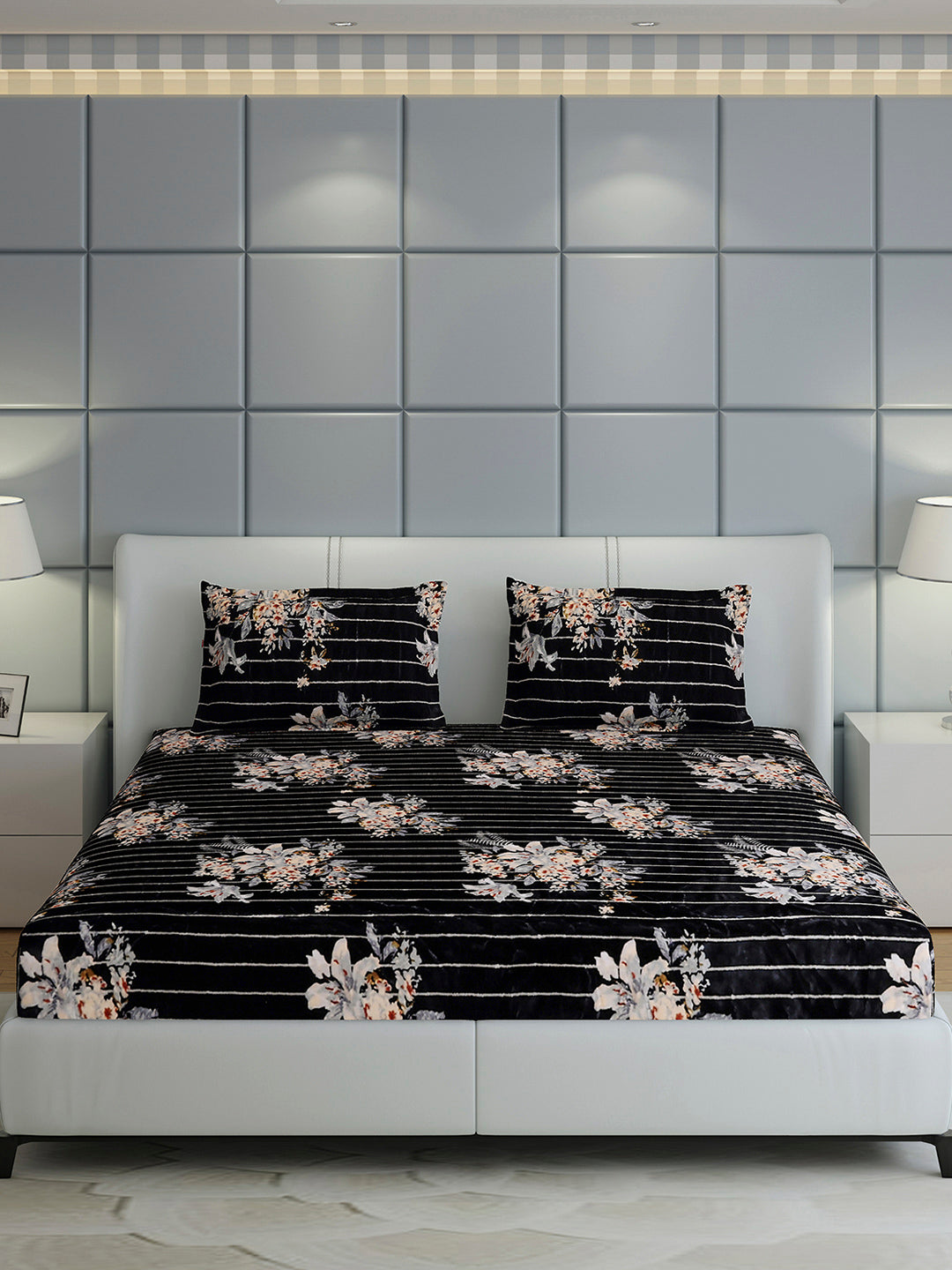 413 GSM Polyester King Bed 1 Bedsheet with 2 Pillow Cover (Aura)