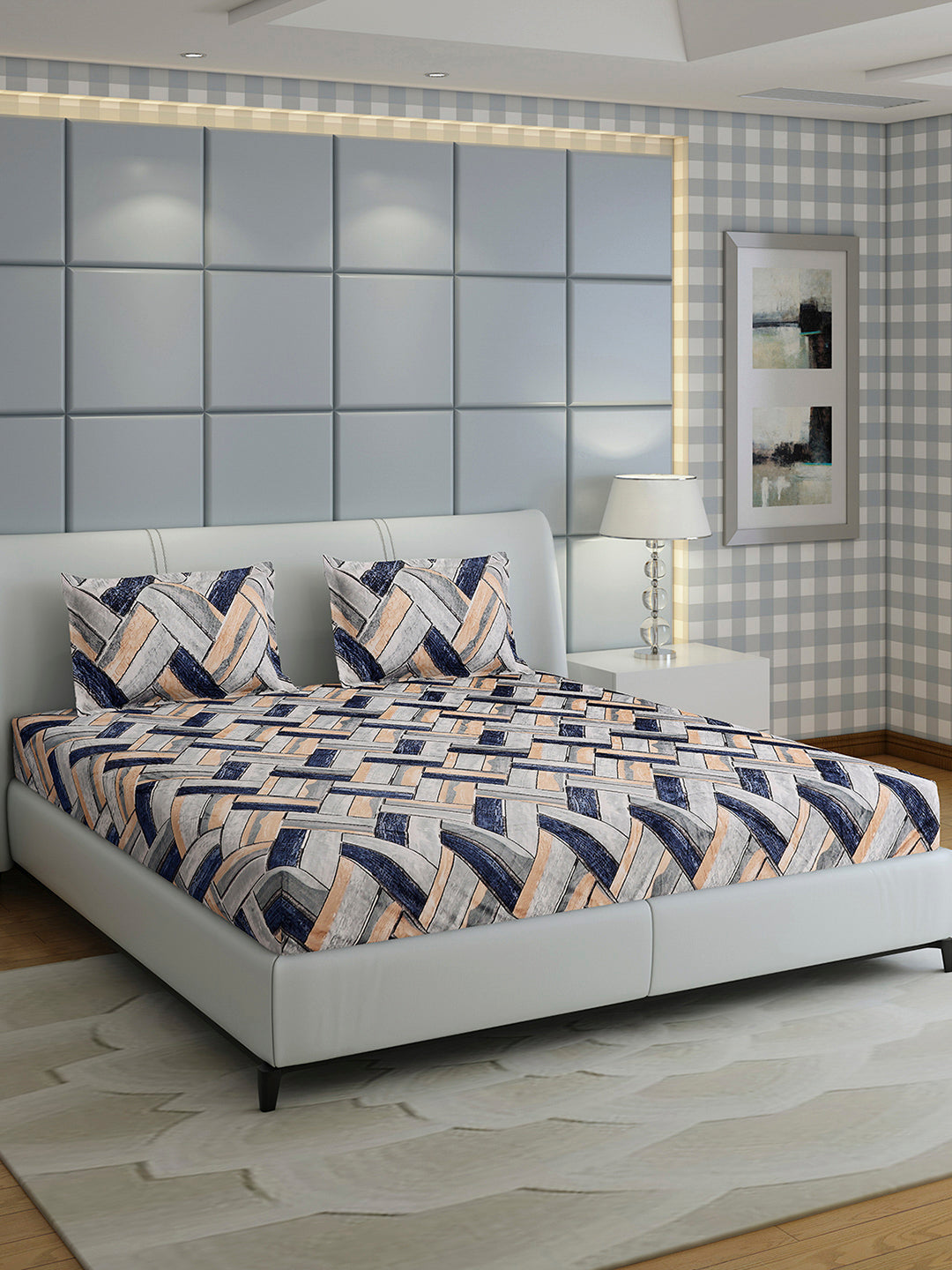 349 GSM 100% Polyester King Bed 1 Bedsheet with 2 Pillow Cover (Carnival)