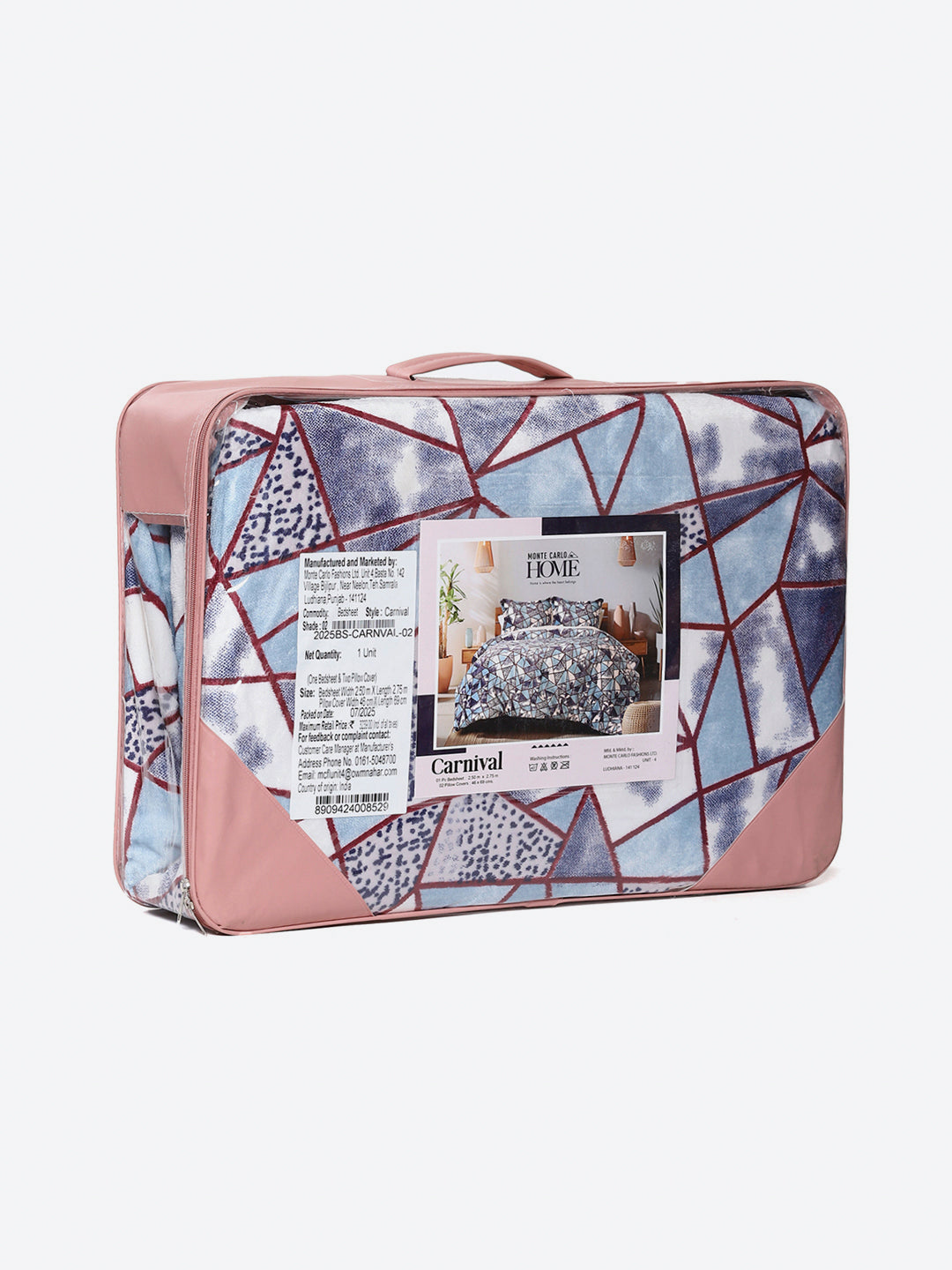 349 GSM 100% Polyester King Bed 1 Bedsheet with 2 Pillow Cover (Carnival)