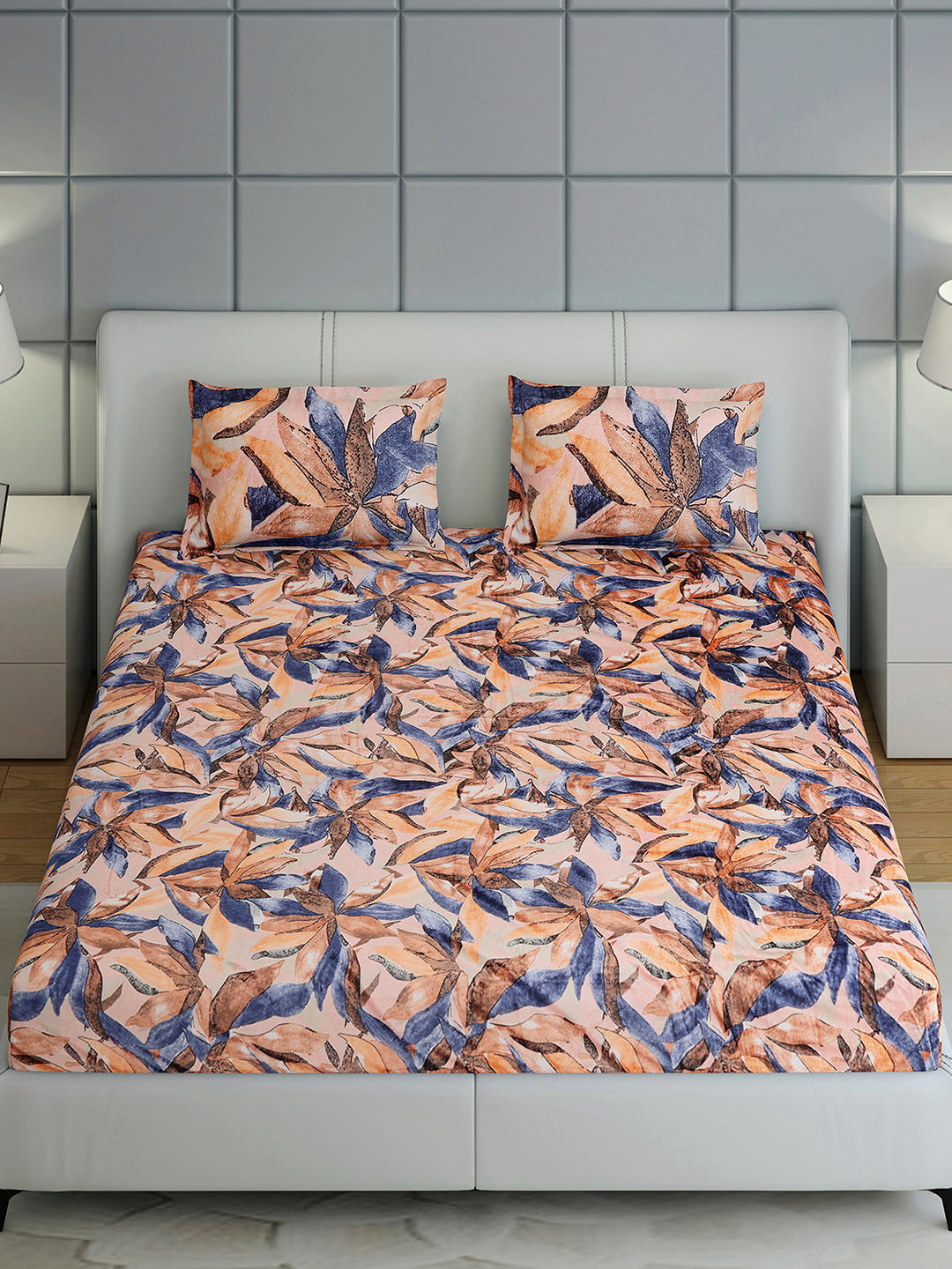 349 GSM Polyester King Bed 1 Bedsheet with 2 Pillow Cover (Carnival)