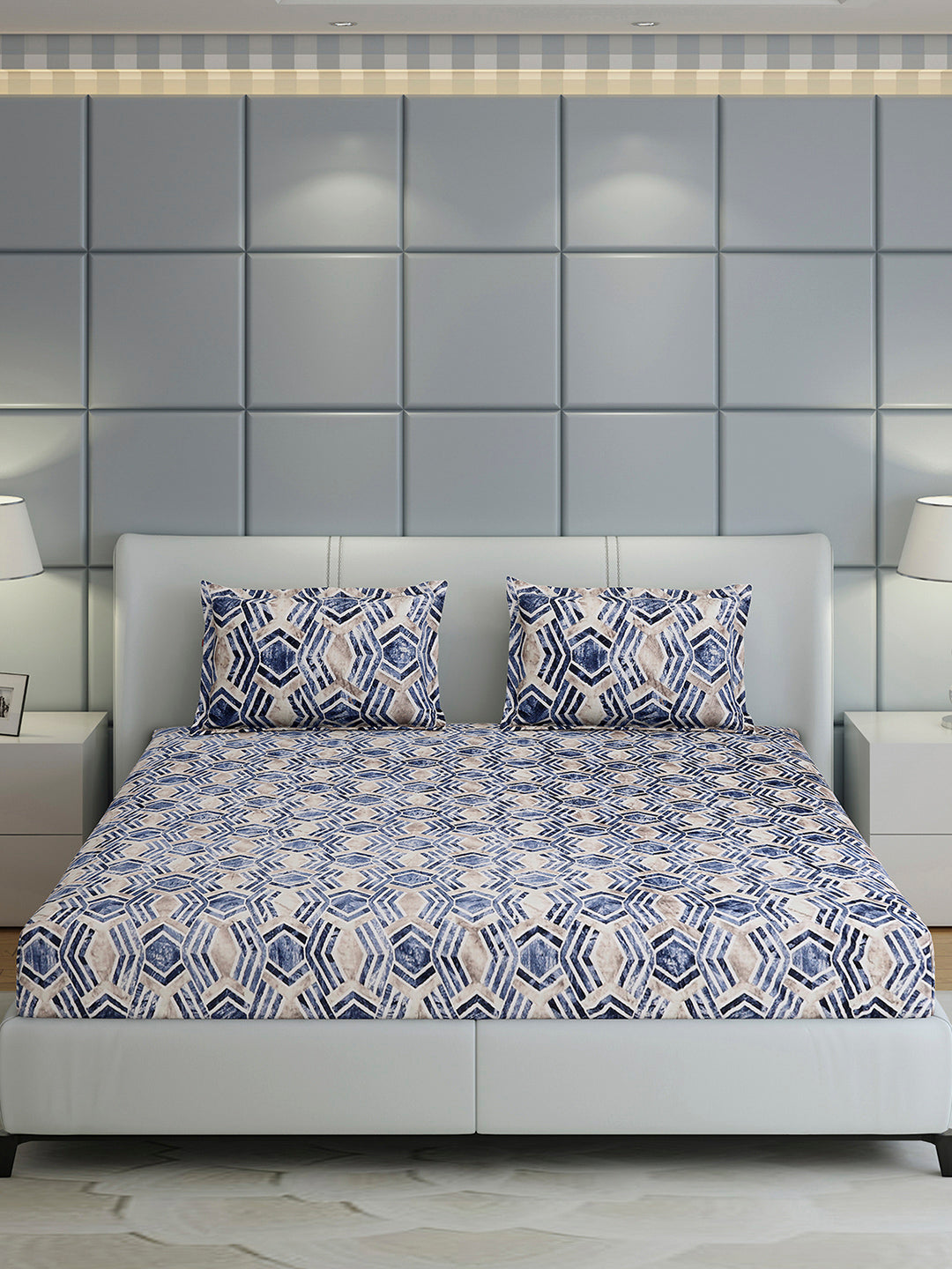 349 GSM 100% Polyester King Bed 1 Bedsheet with 2 Pillow Cover (Carnival)