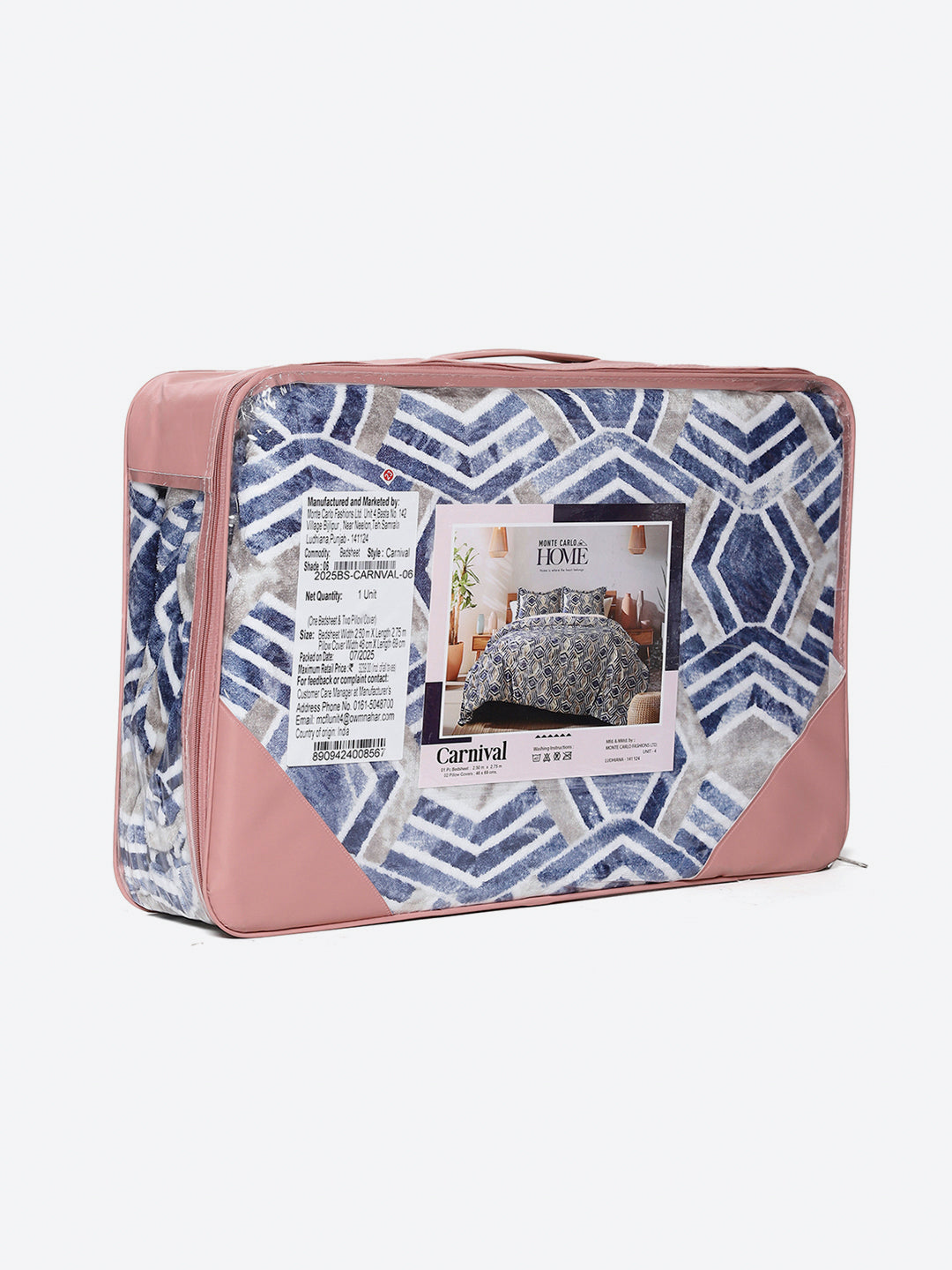 349 GSM 100% Polyester King Bed 1 Bedsheet with 2 Pillow Cover (Carnival)