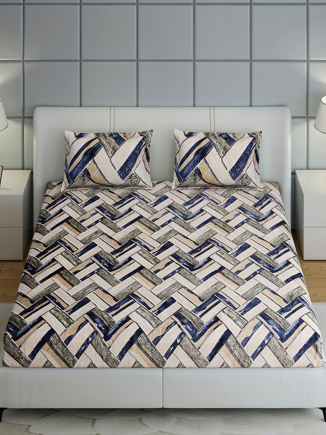 349 GSM 100% Polyester King Bed 1 Bedsheet with 2 Pillow Cover (Carnival)