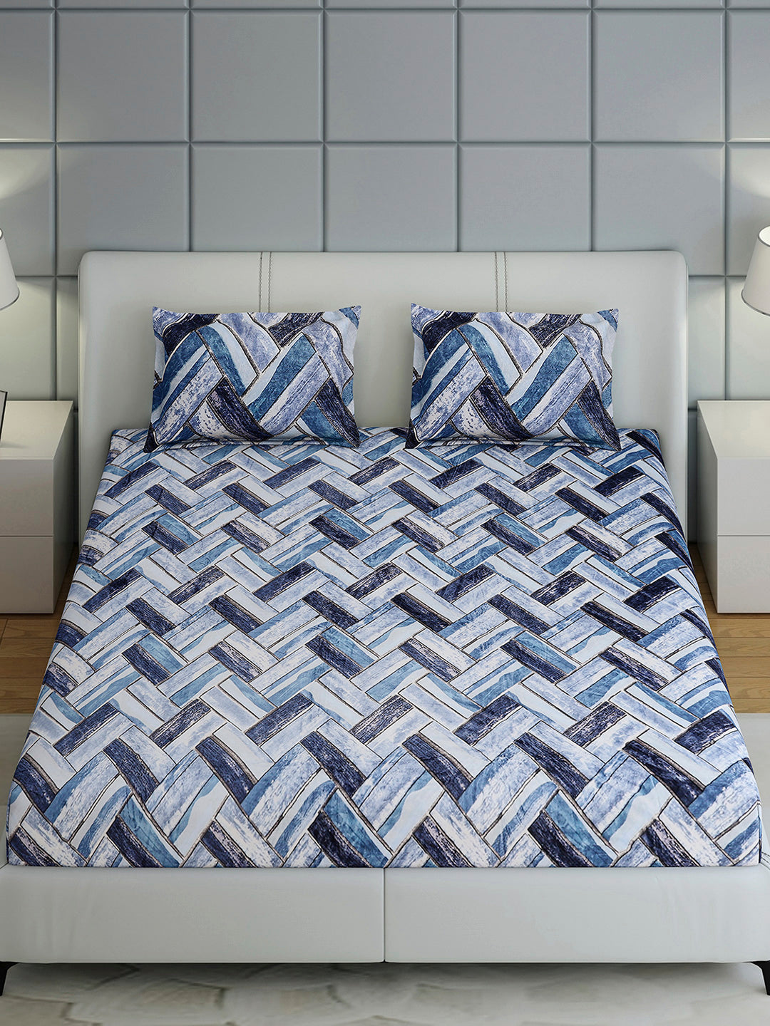 349 GSM 100% Polyester King Bed 1 Bedsheet with 2 Pillow Cover (Carnival)