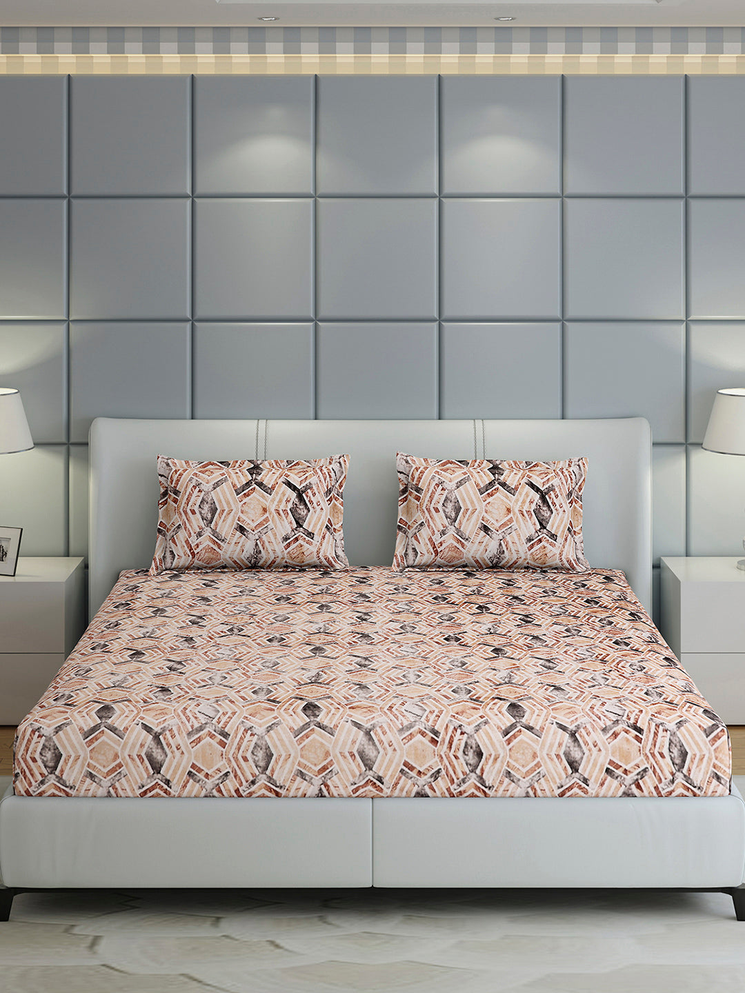 349 GSM 100% Polyester King Bed 1 Bedsheet with 2 Pillow Cover (Carnival)