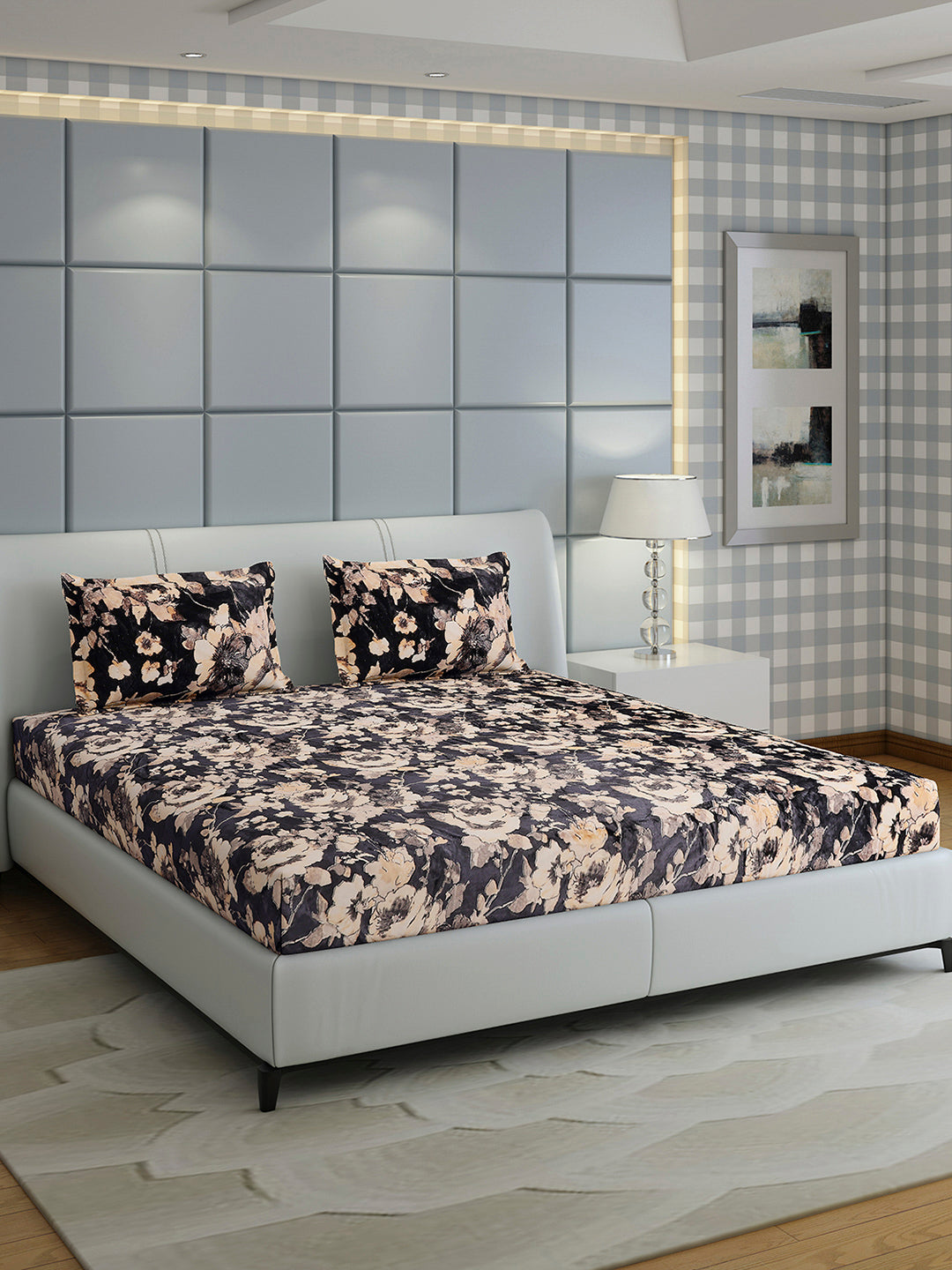 349 GSM Polyester King Bed 1 Bedsheet with 2 Pillow Cover (Carnival)