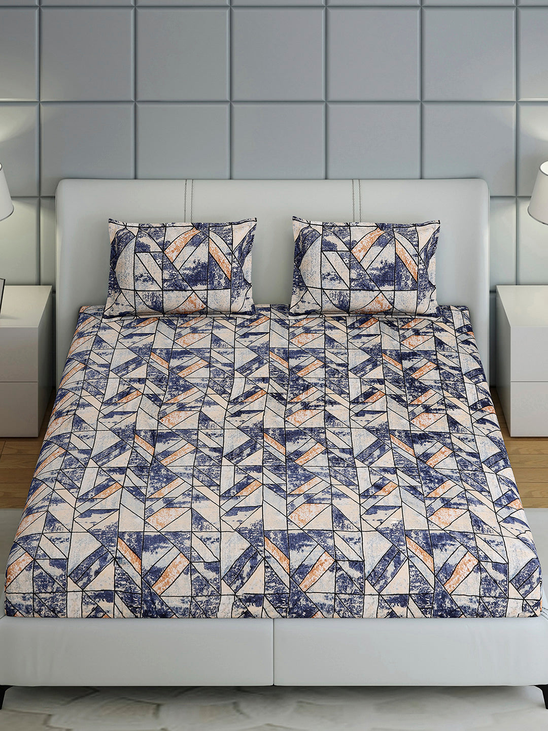 349 GSM 100% Polyester King Bed 1 Bedsheet with 2 Pillow Cover (Carnival)