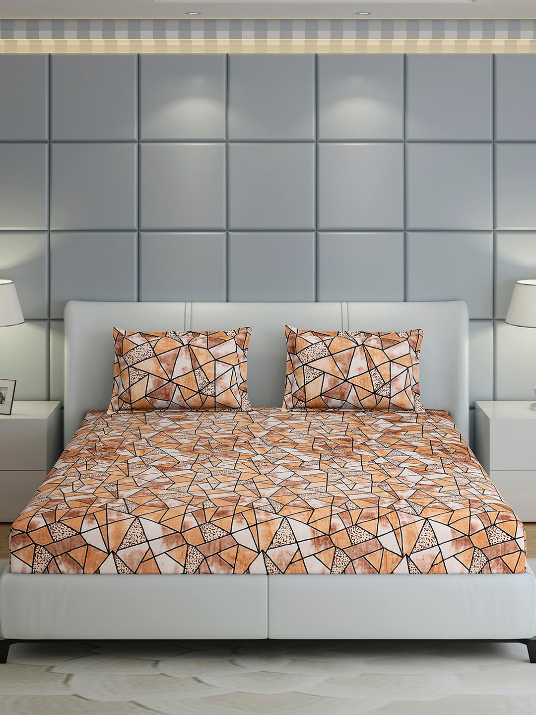 349 GSM 100% Polyester King Bed 1 Bedsheet with 2 Pillow Cover (Carnival)